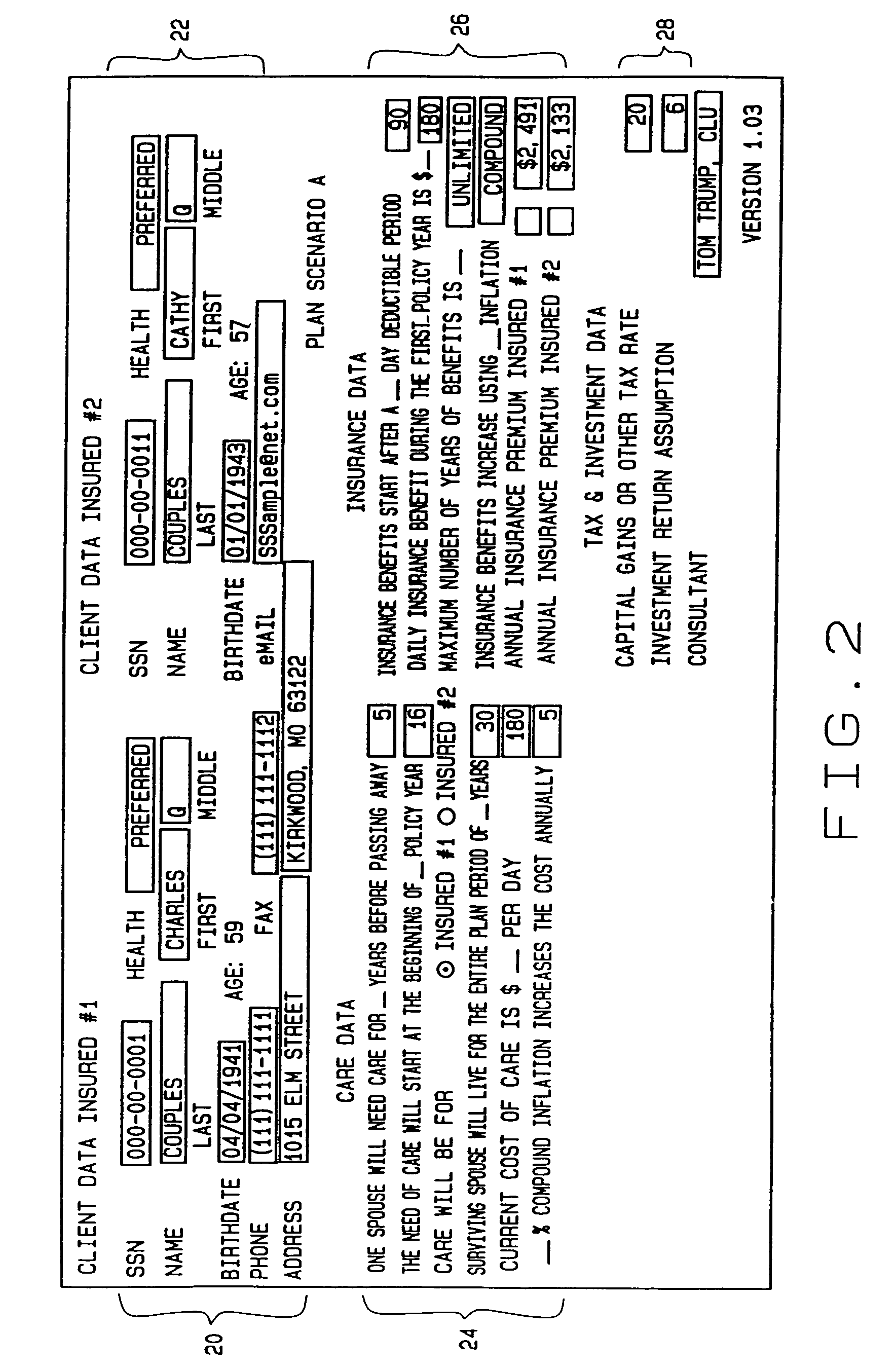 Computer program and method for determining the economic impact of long-term care