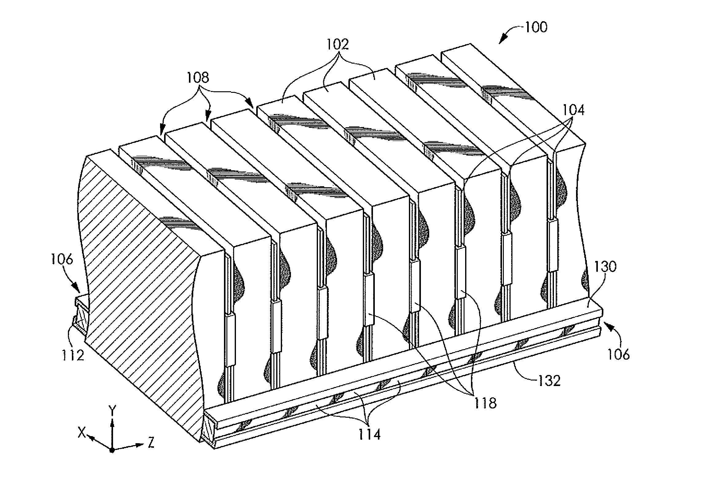 Battery cell module with sliding repeating elements