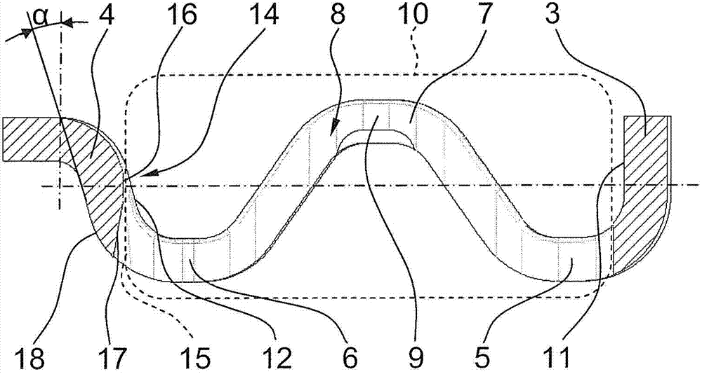 Axial cage for cylindrical rolling bodies