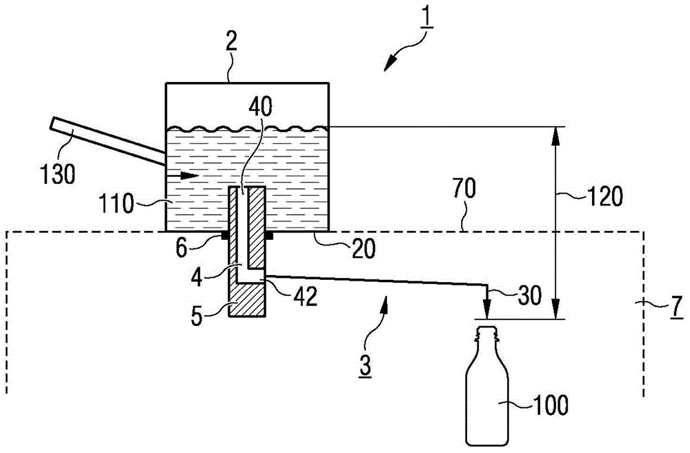 Device for filling at least one container with filling