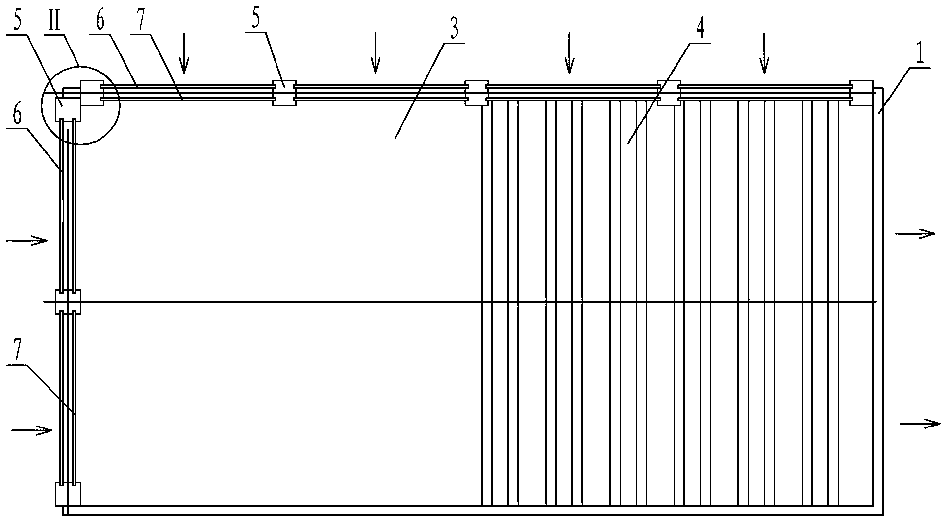 Water-level-variable terminal catchment inclined tube or inclined plate sedimentation tank