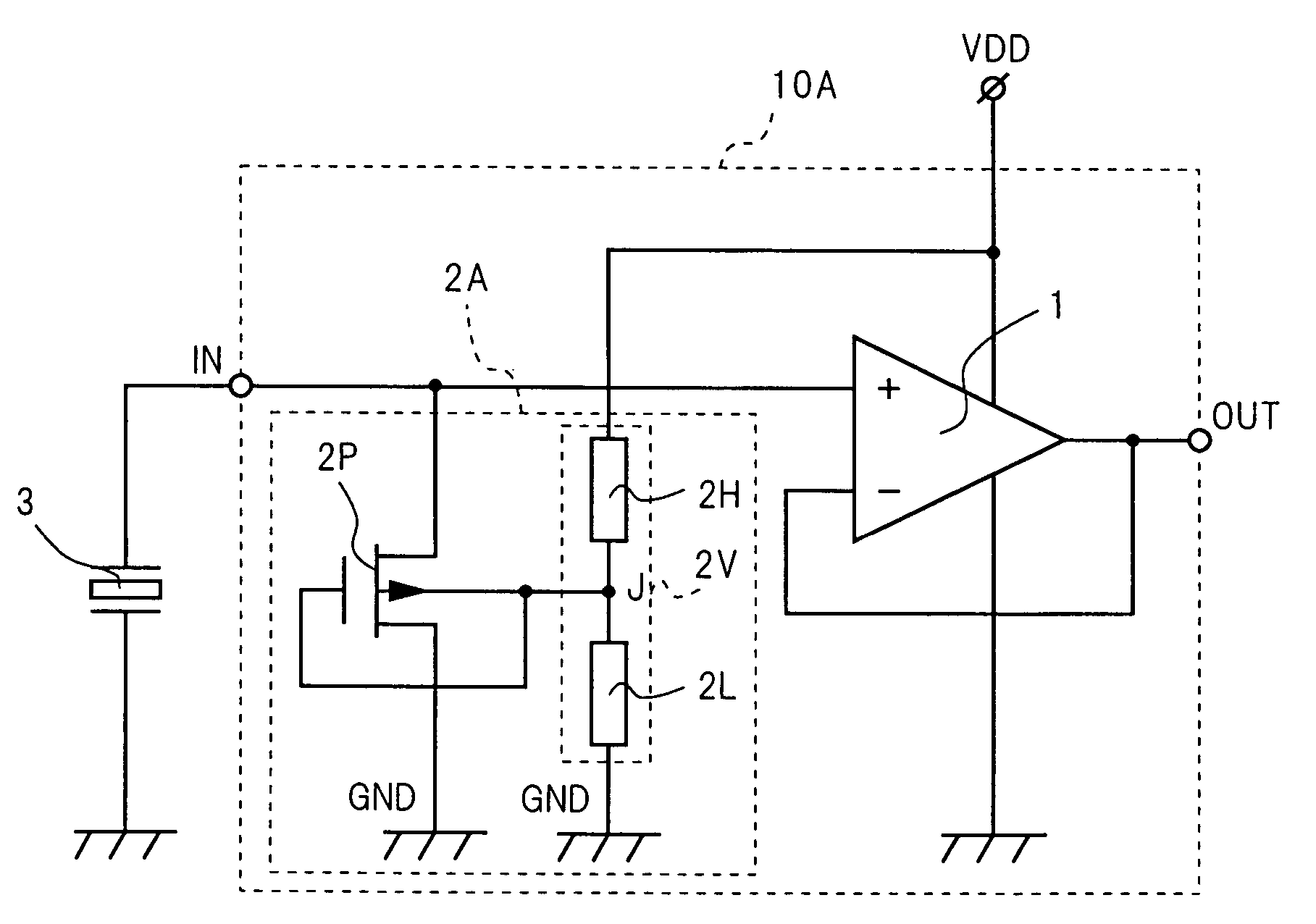 Amplification device with a bias circuit