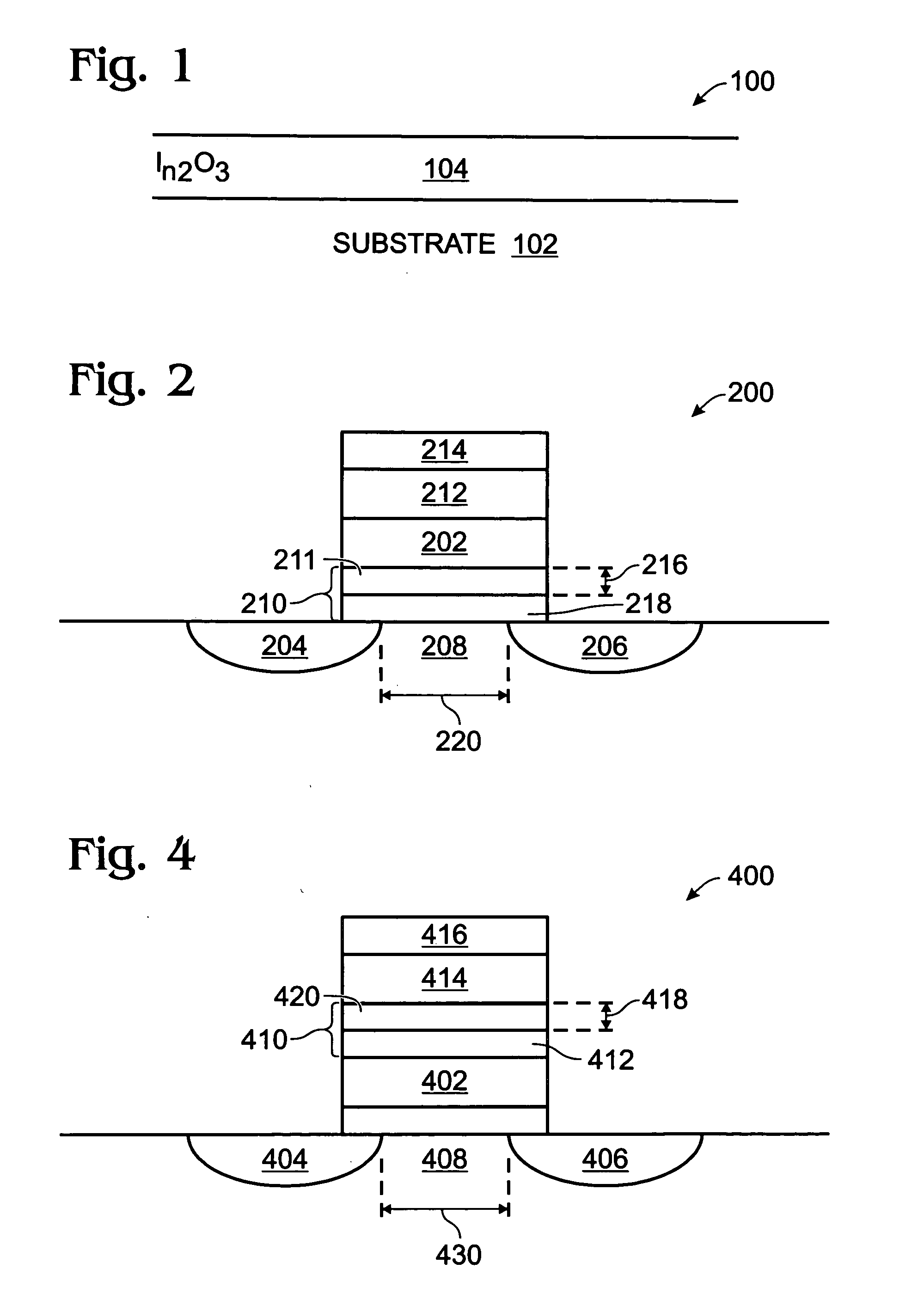 Indium oxide conductive film structures