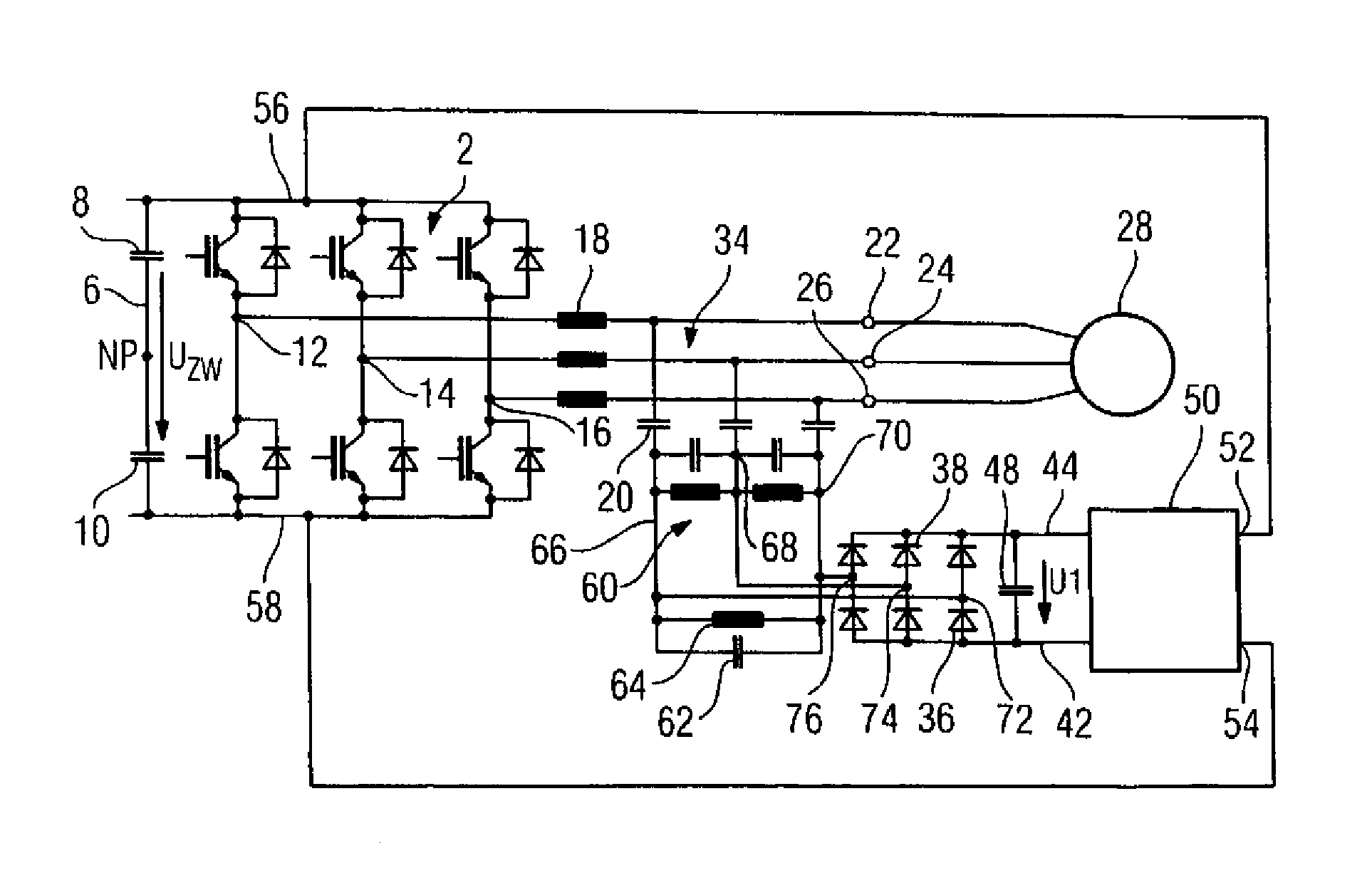 Lossy triphase low-pass filter