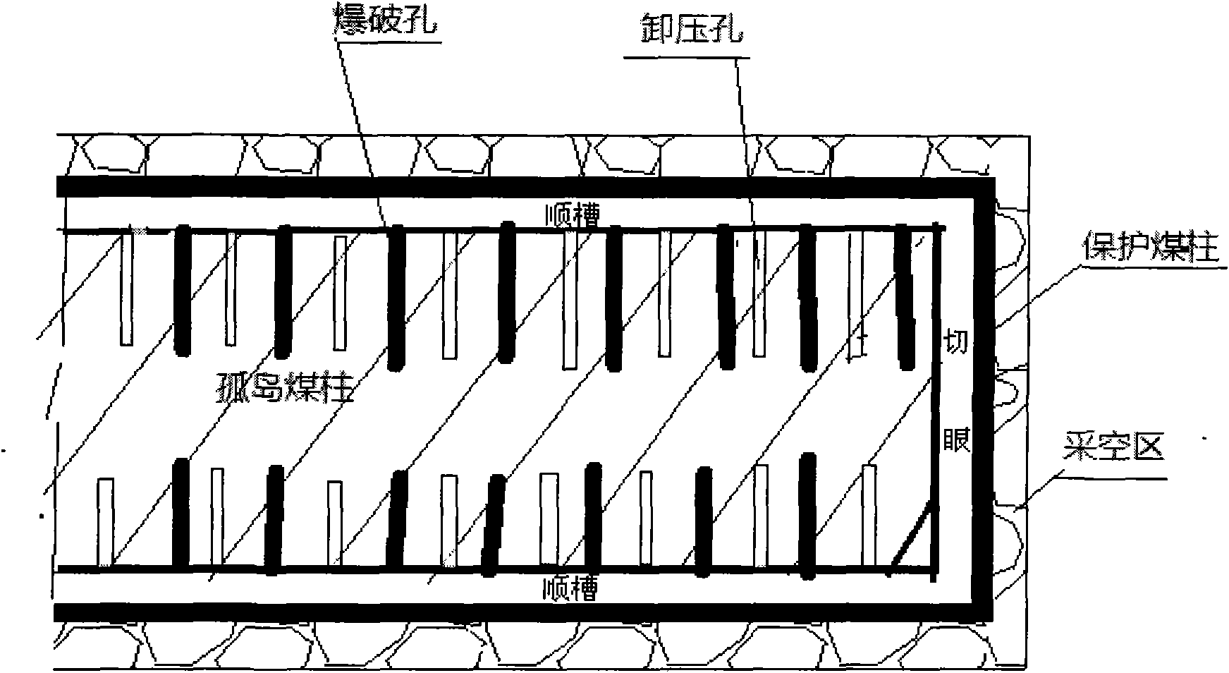 Control method for coal mine insular coal pillar crossheading rock burst