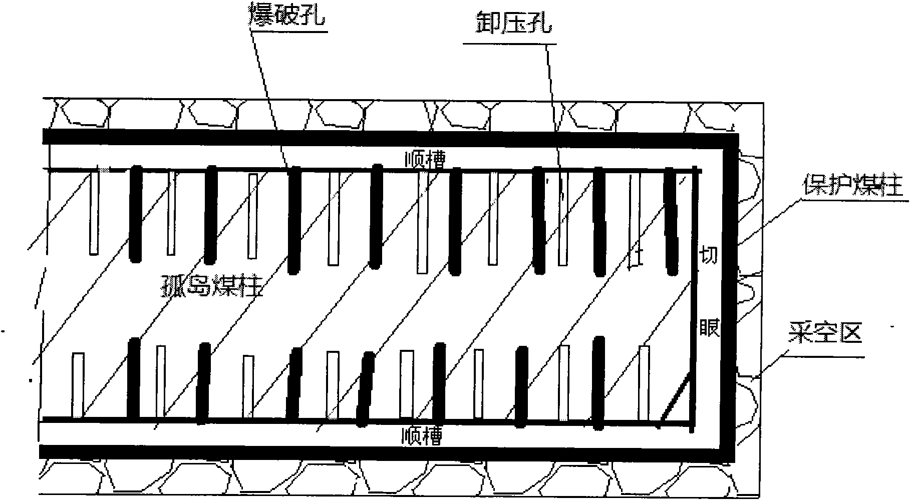 Control method for coal mine insular coal pillar crossheading rock burst