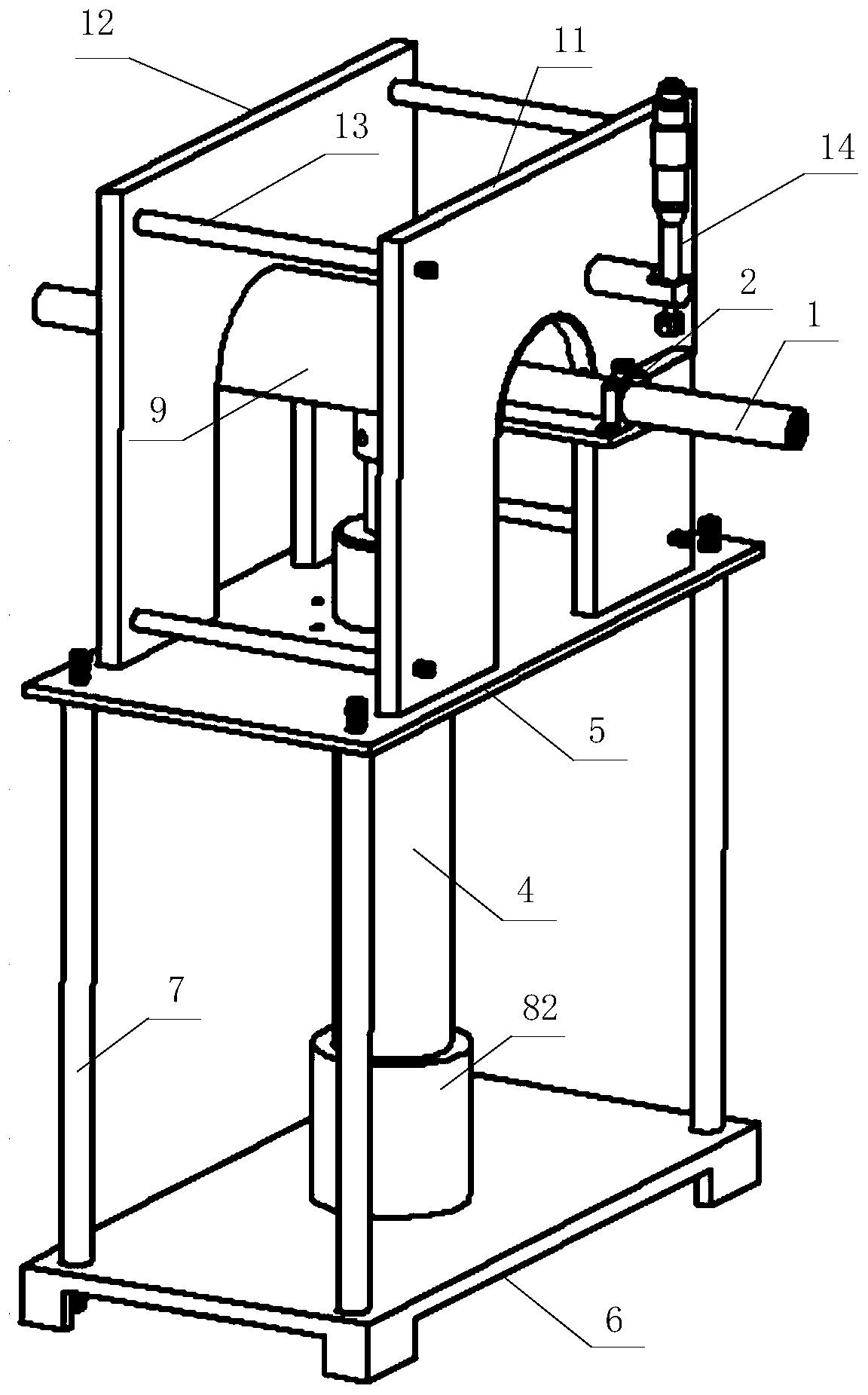 A flute tube jet impingement curved surface heat transfer test device