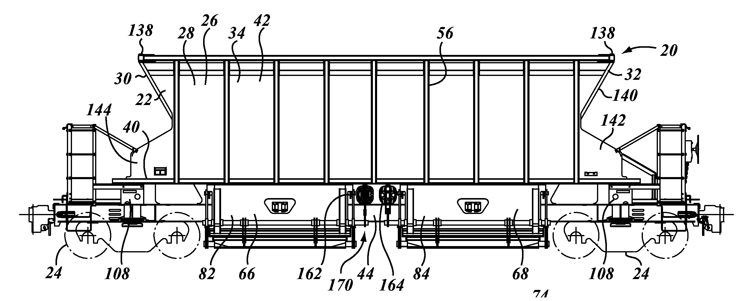 Railroad car and door mechanism therefor