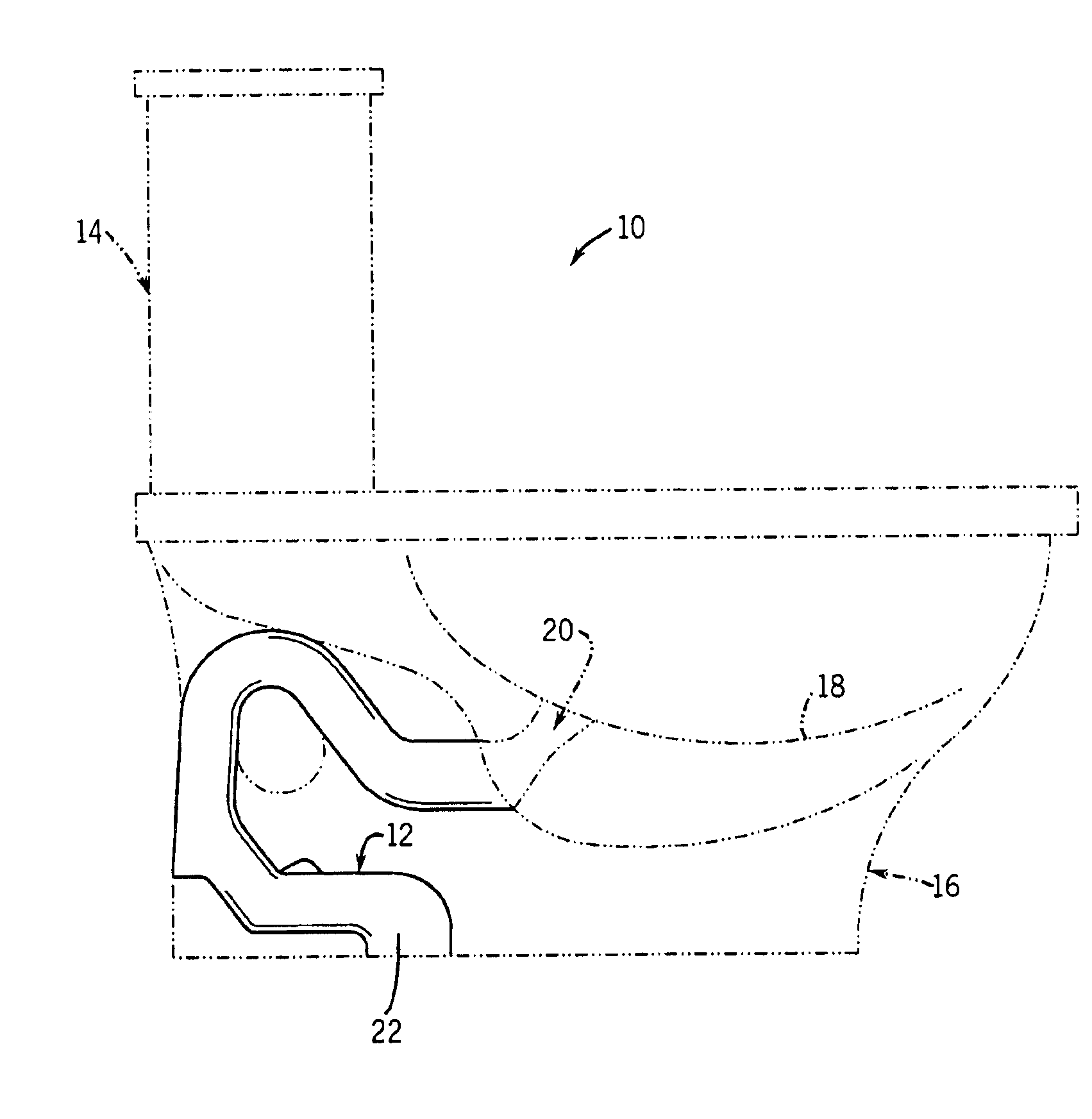 Toilets with trapways having an air dam