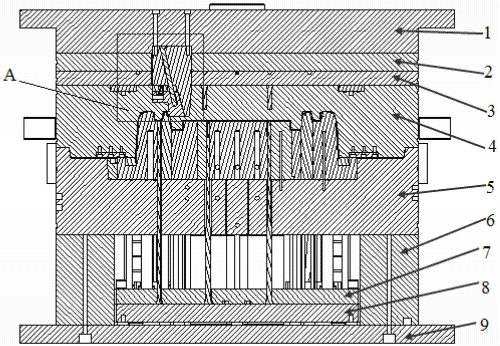 A front-mold inner-drawing slider mold