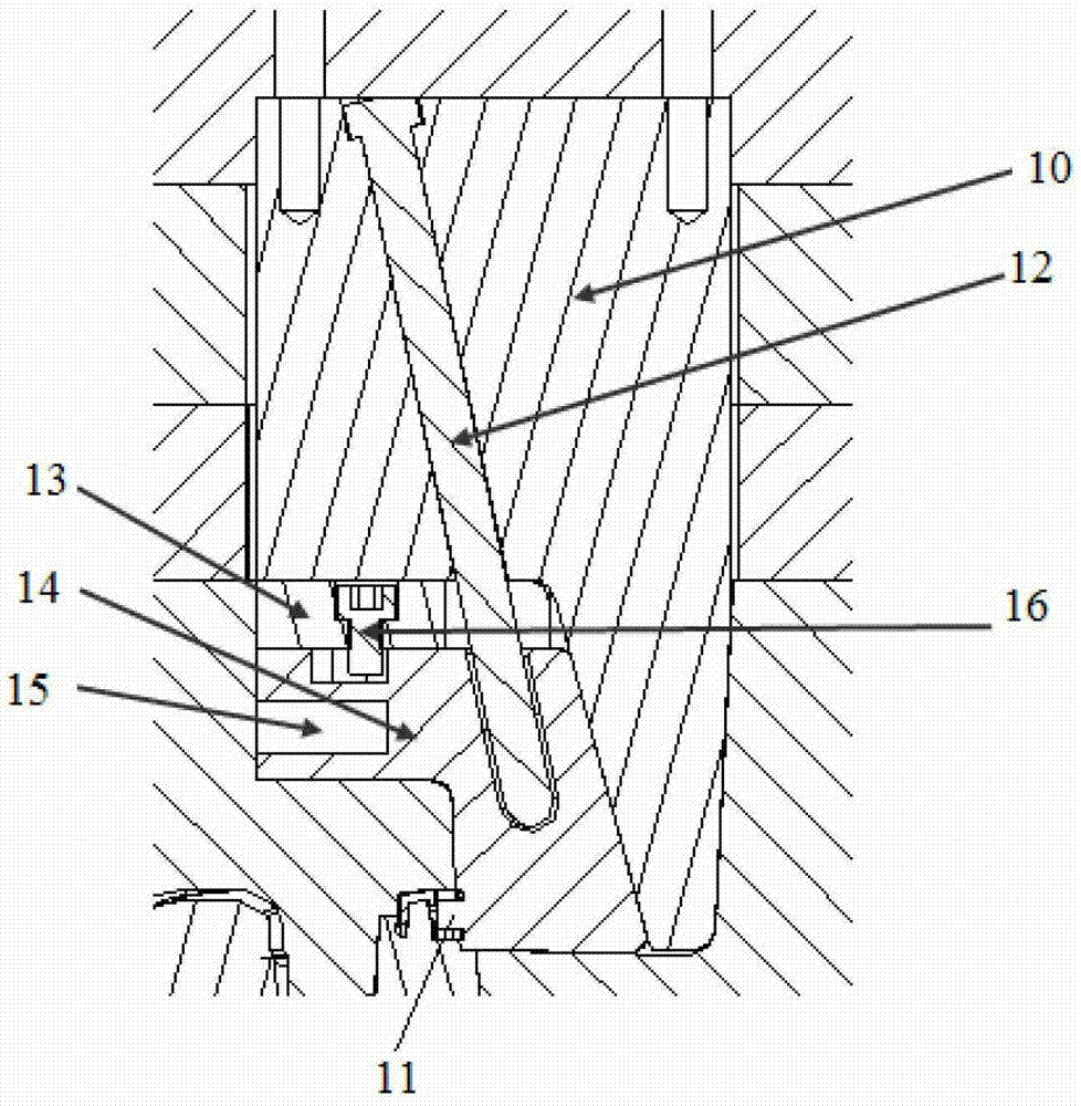 A front-mold inner-drawing slider mold