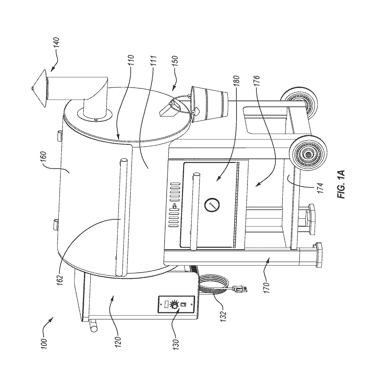 Grilling device with warming cabinet