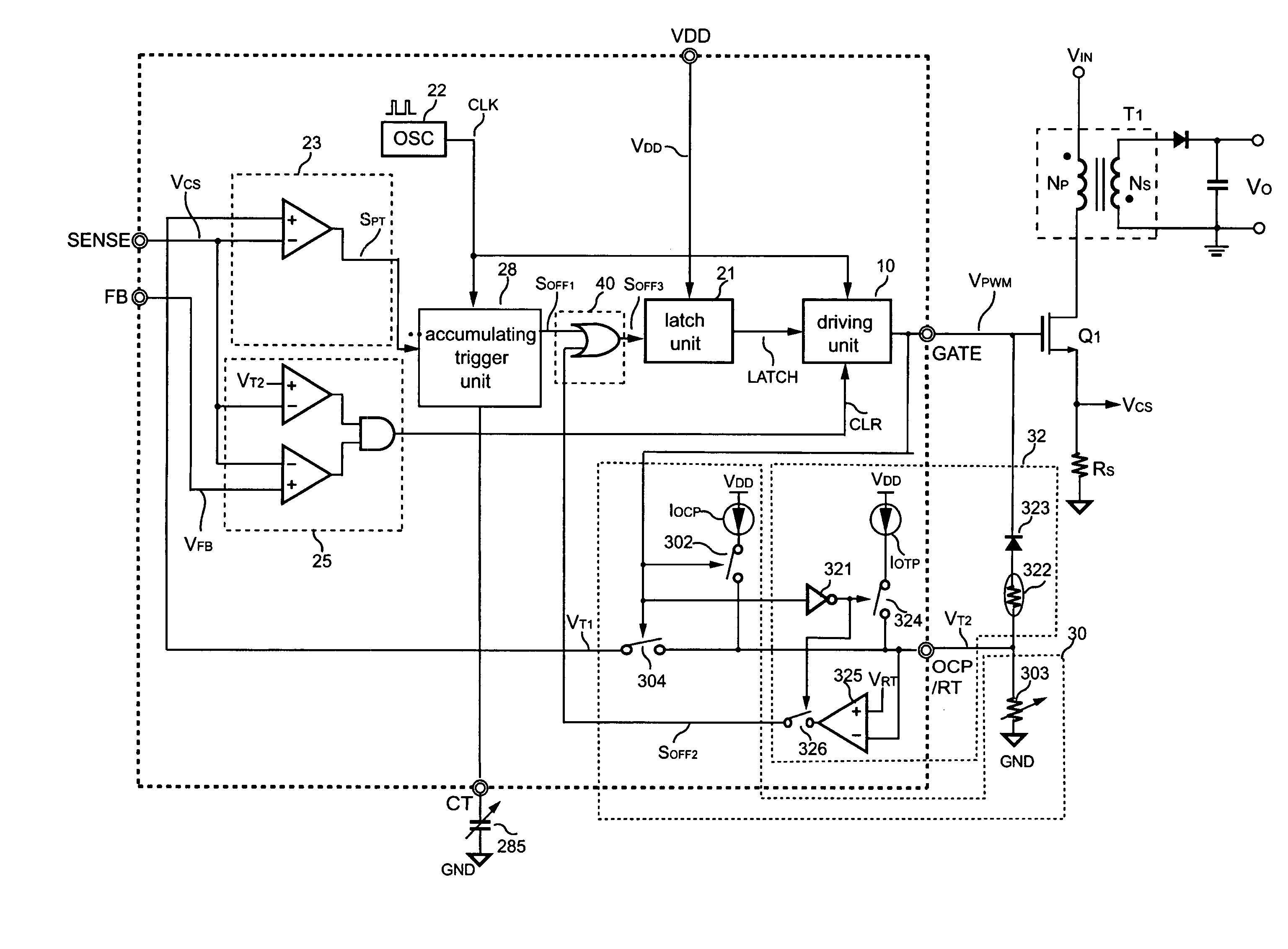 Over-power protection apparatus with programmable over-current threshold