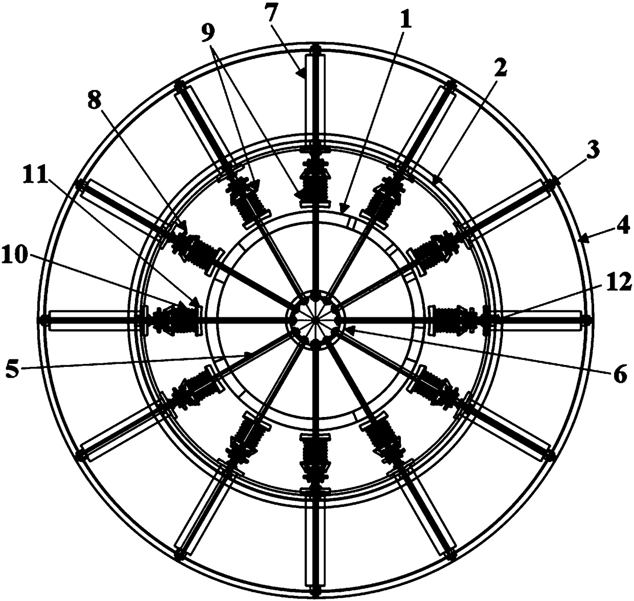 Stratum simulation and loading test device used for multi-ring shield tunnel structure