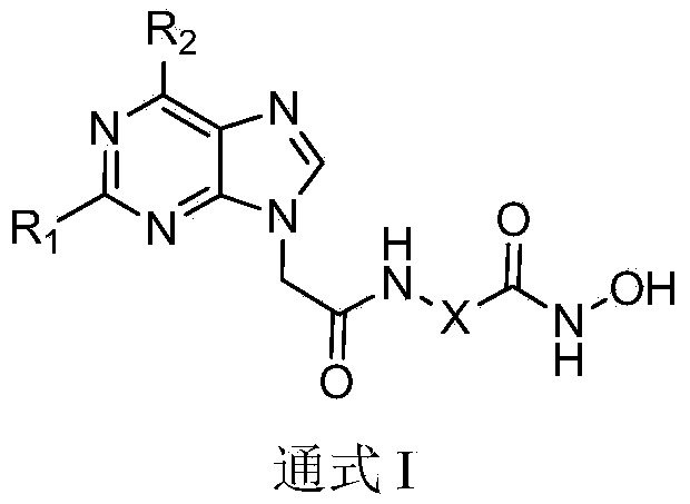 Substituted purin-9-acetamino isohydroxamic acid histone deacetylase inhibitor and preparation method and application thereof