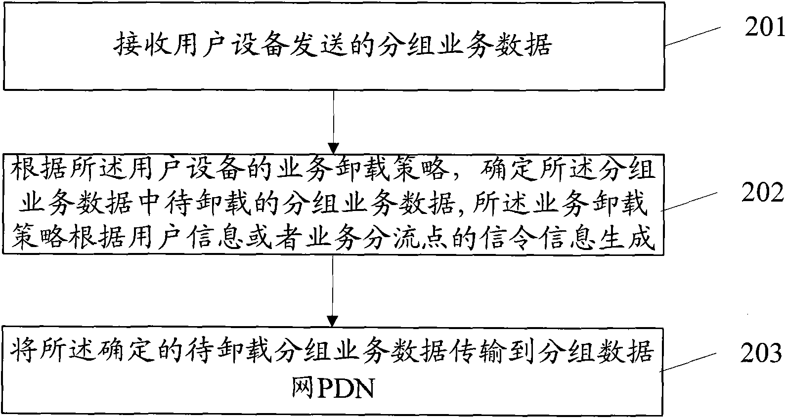 Packet service data transmission method, device and system