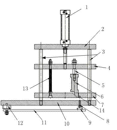 Hot sealing and cold cutting device for plastic film bag making machine