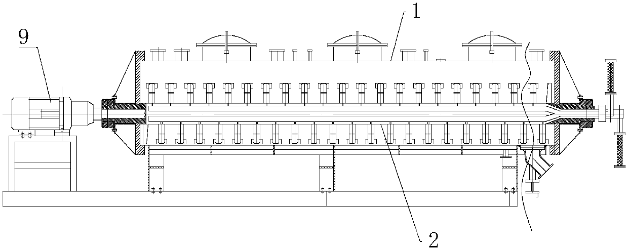 Horizontal multi-shaft bearing type solid-phase reaction kettle