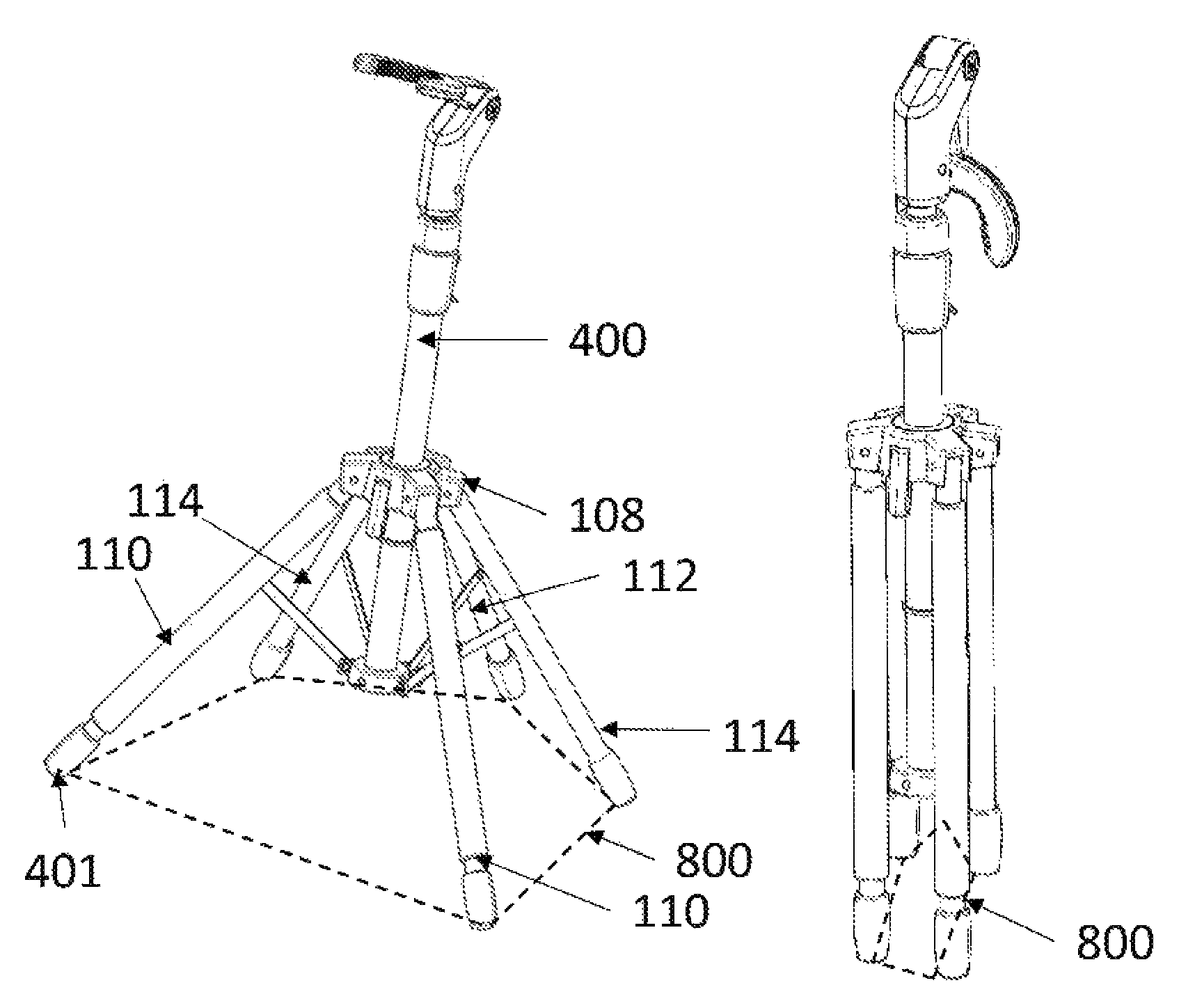 Multi-legged stand with stabilizers