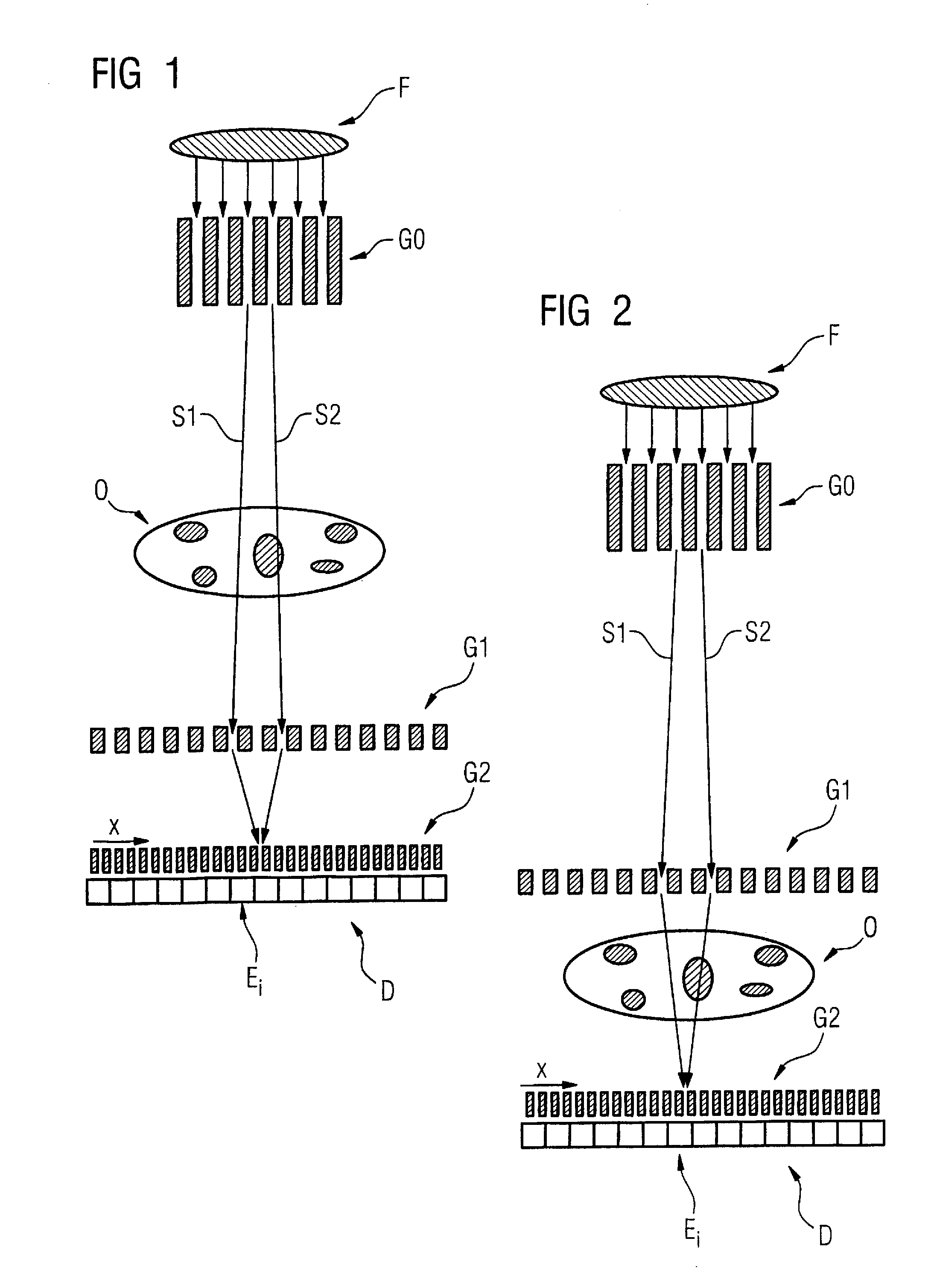 Method to determine phase and/or amplitude between interfering, adjacent x-ray beams in a detector pixel in a talbot interferometer