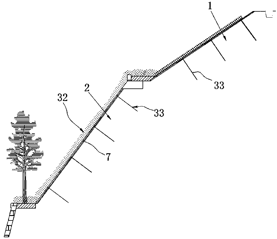 Slope greening protective structure and construction method thereof