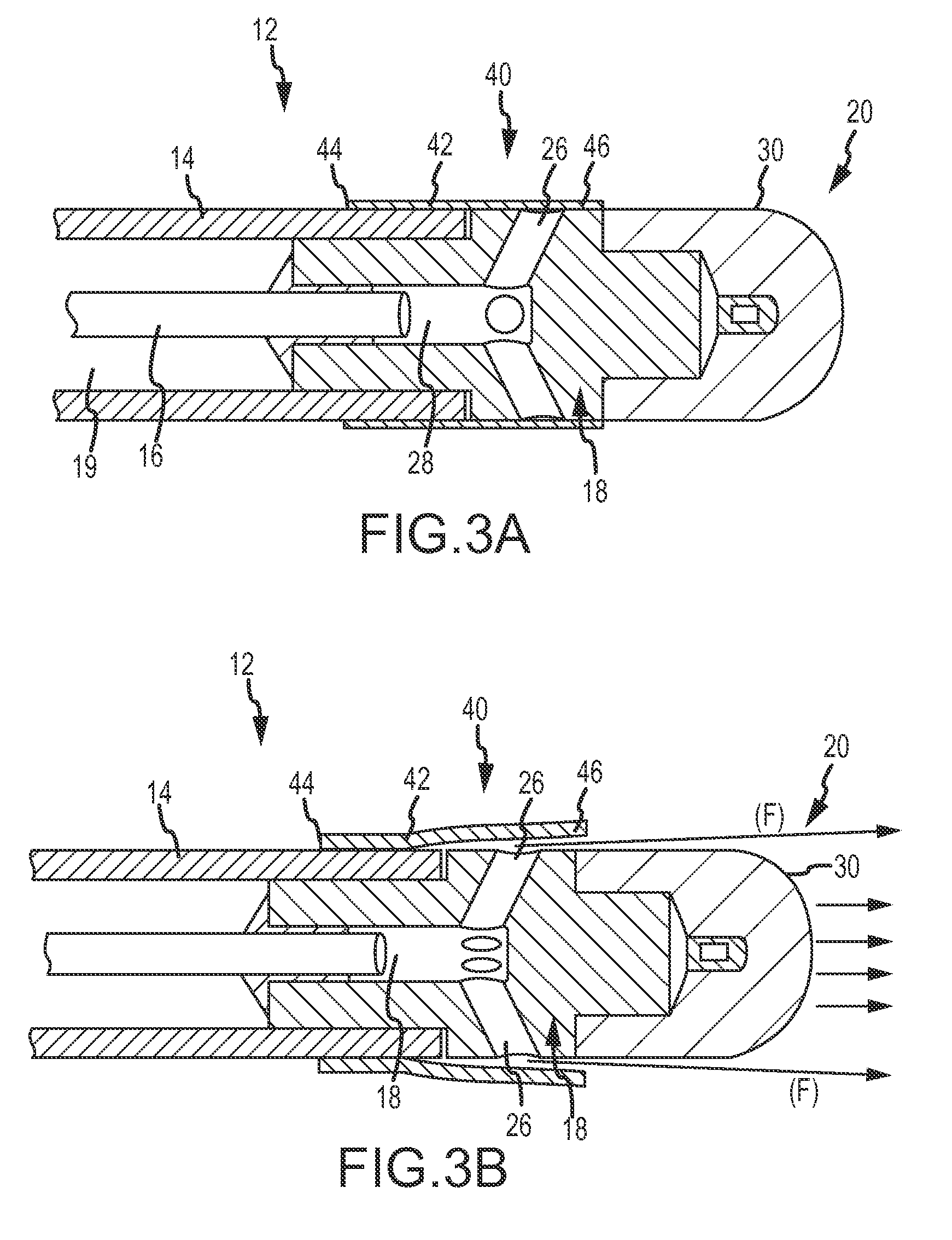 Irrigated ablation catheter assembly having a flow member to create parallel external flow