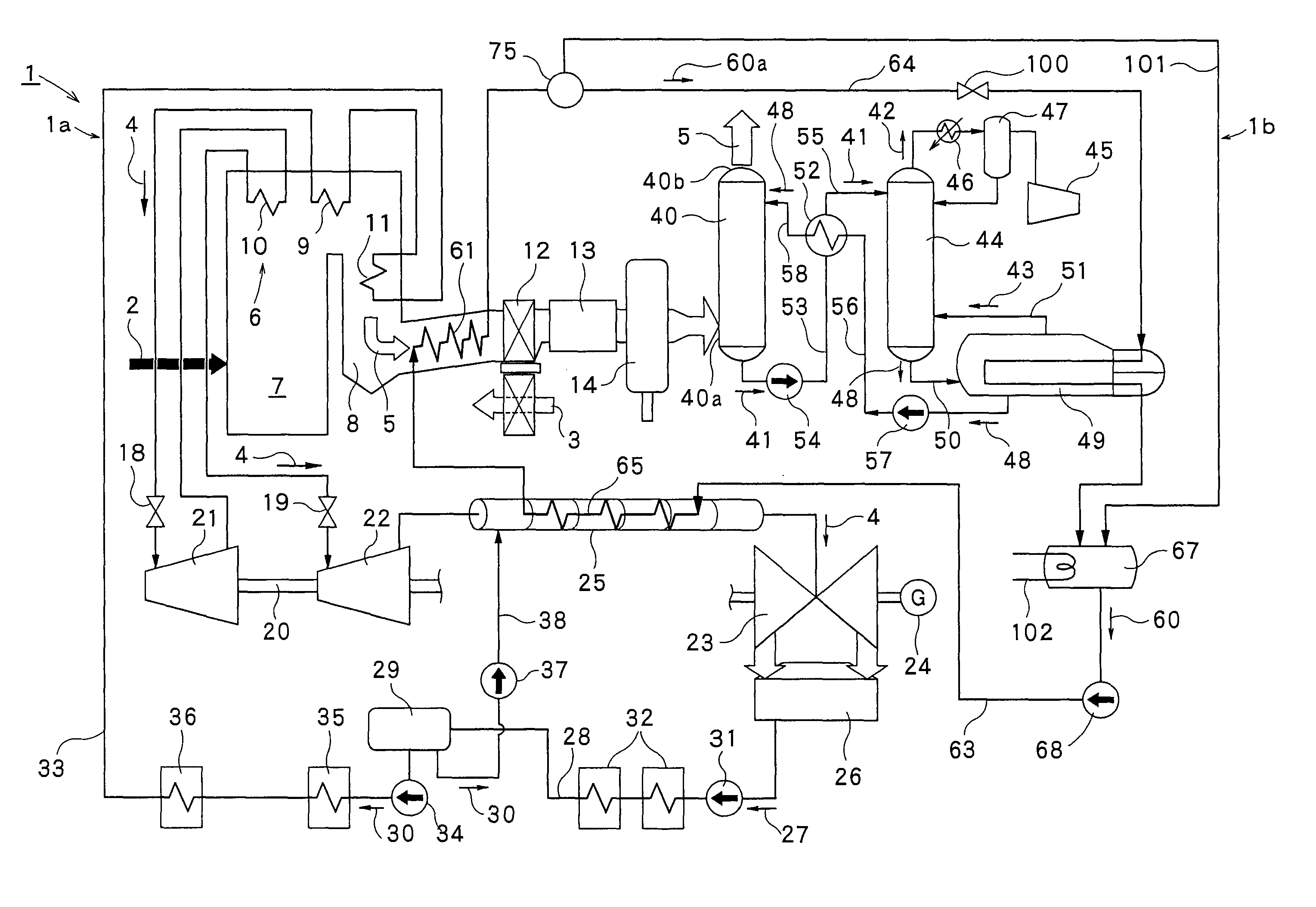 Carbon-dioxide-capture-type steam power generation system