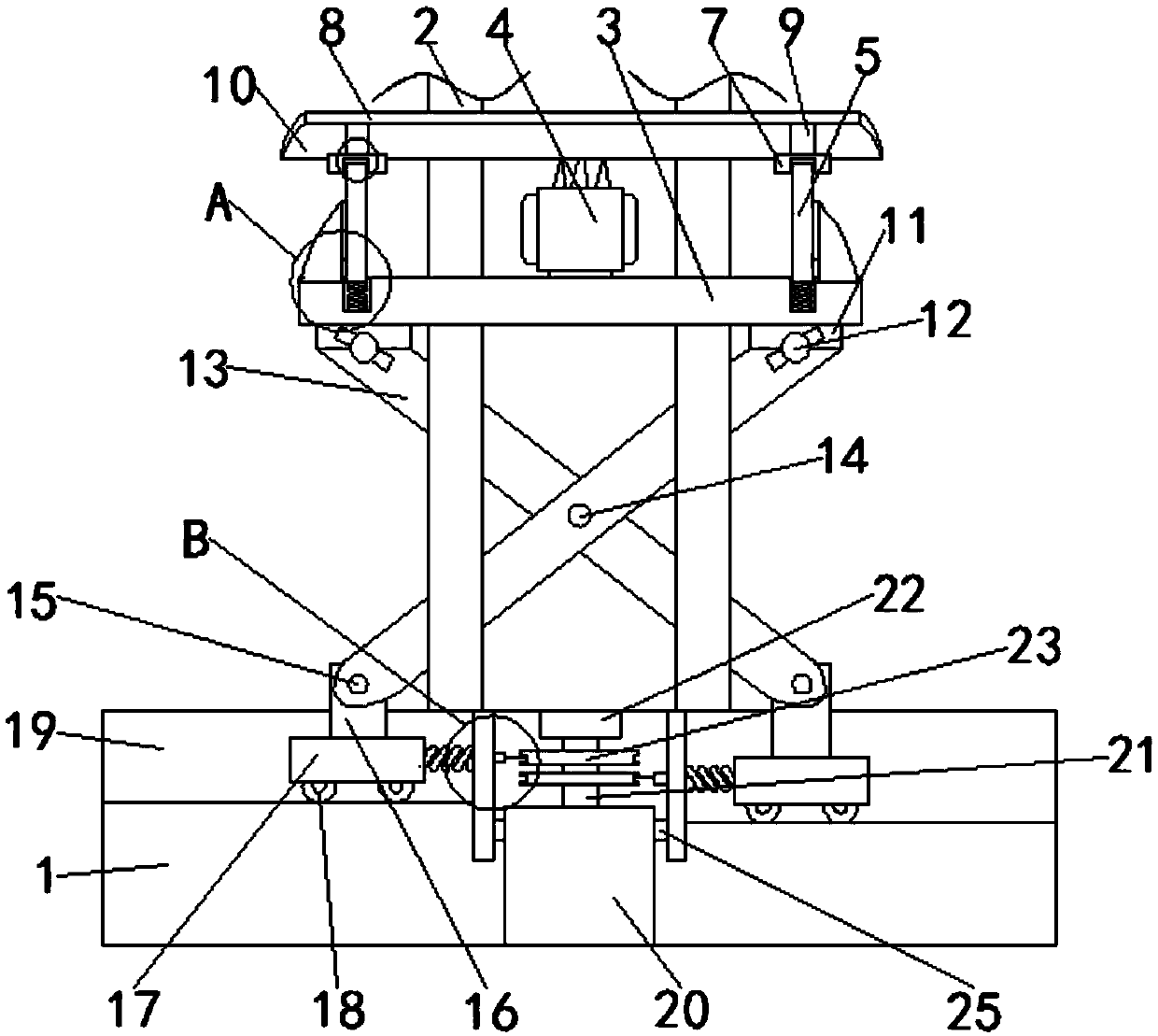 Power transformer outdoor mounting supporting device convenient to use