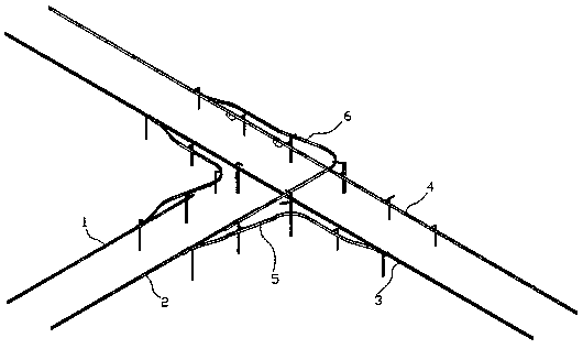 Interchange system for suspended rail traffic intersection