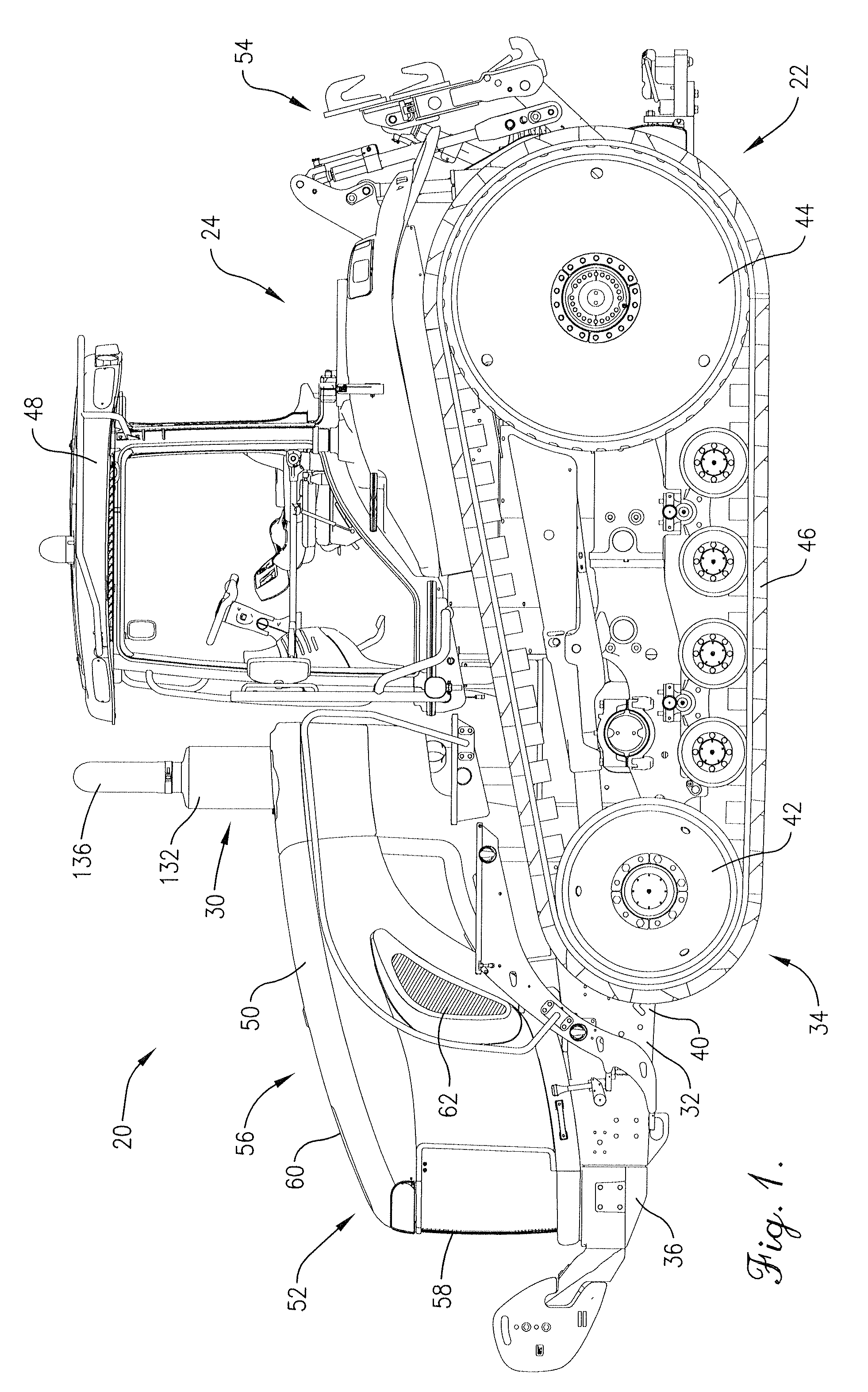 Agricultural vehicle cooling assembly fan shroud with seals for pass-through cooling and exhaust tubes