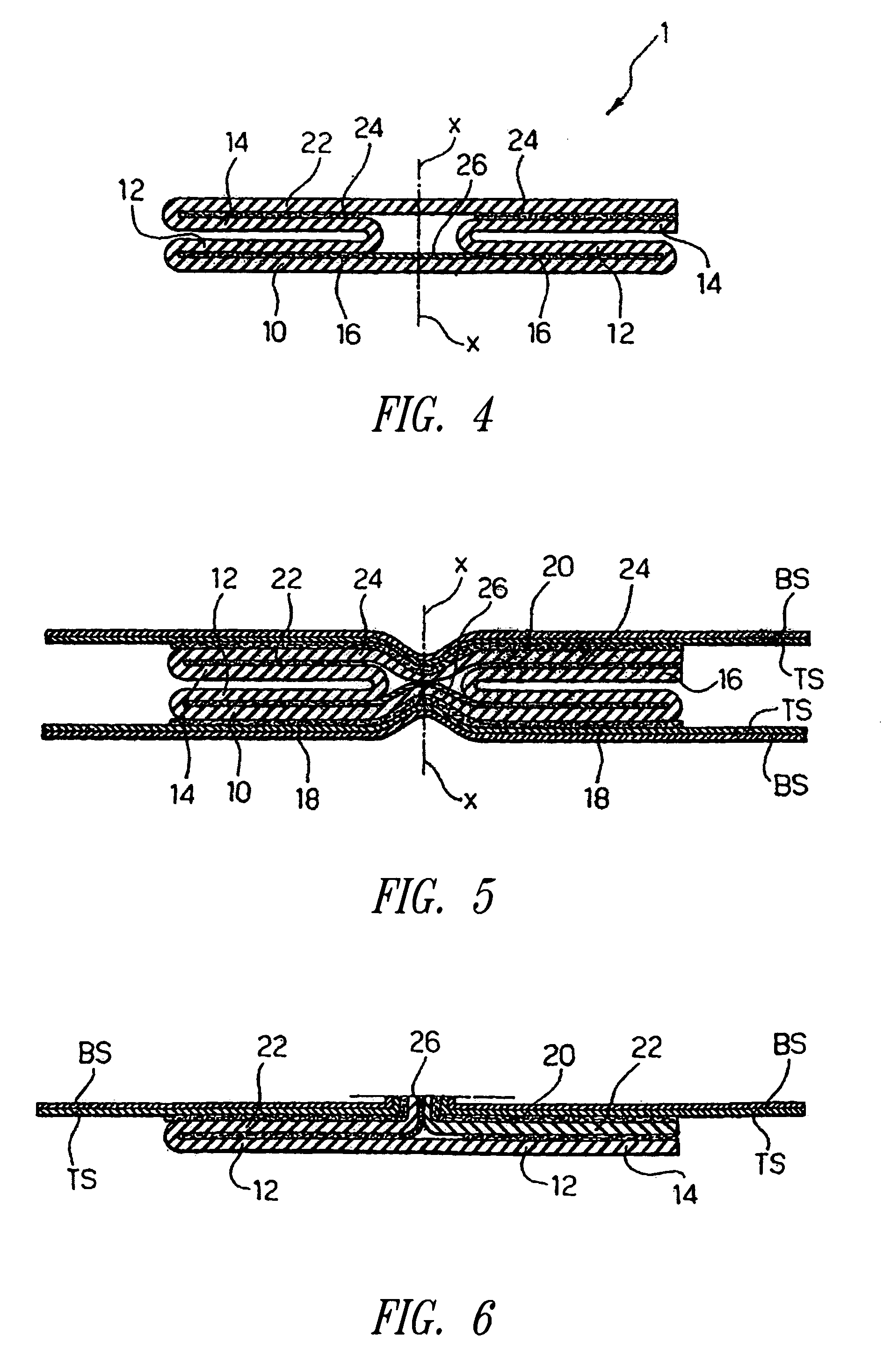 Closure element for absorbent sanitary products, manufacturing process, process of use, and product thus obtained