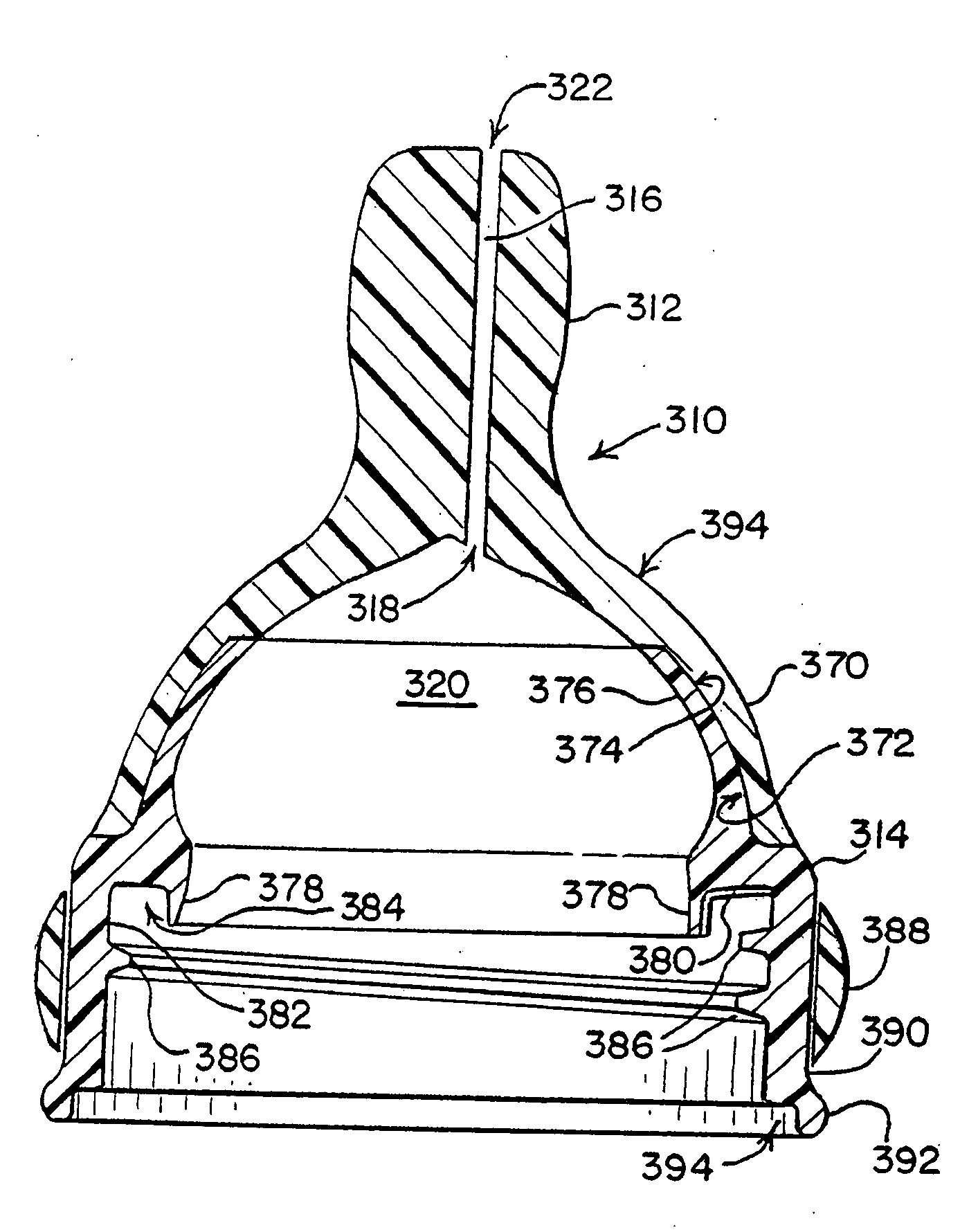 Artificial nipple with reinforcement