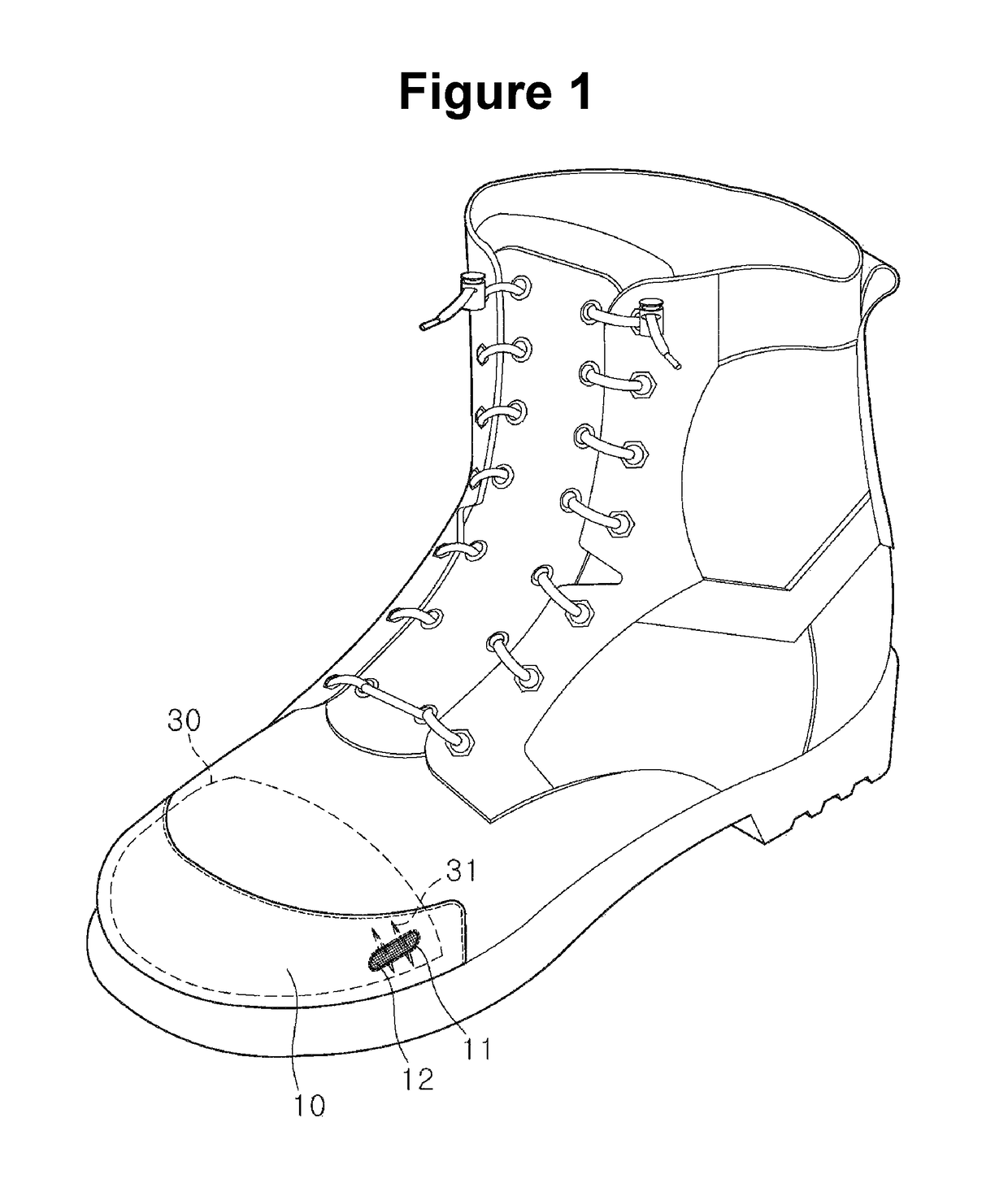 Safety shoes with a ventilation structure