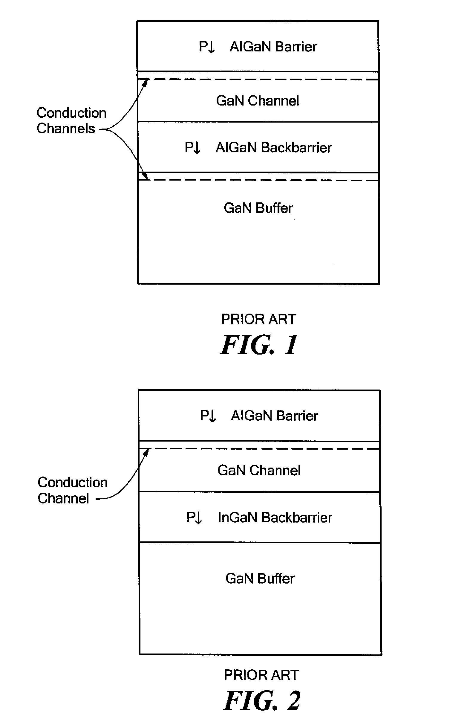 Semiconductor structure having plural back-barrier layers for improved carrier confinement