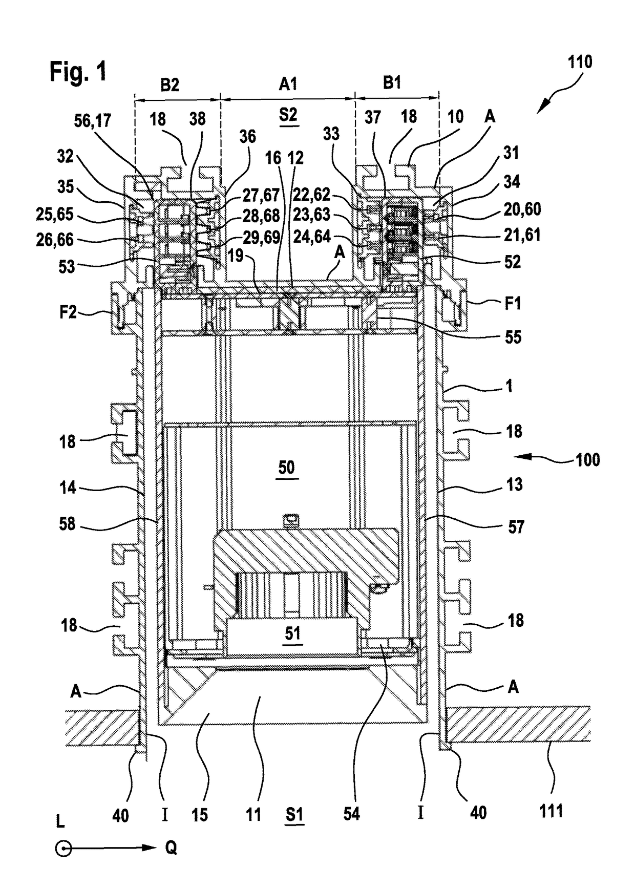 Busbar, consumer unit, use of such a consumer unit, power transmission device and building element