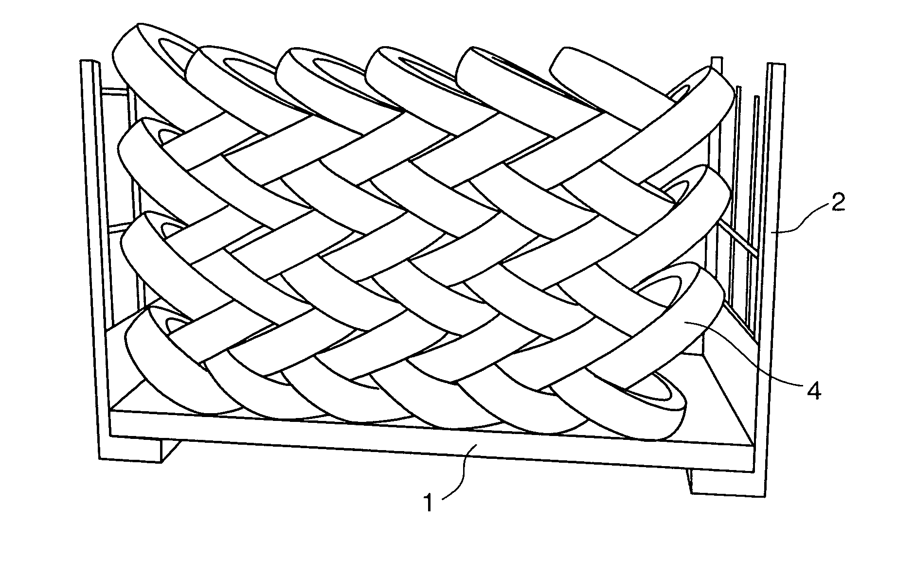 Method and device for automatically stacking tires on a support