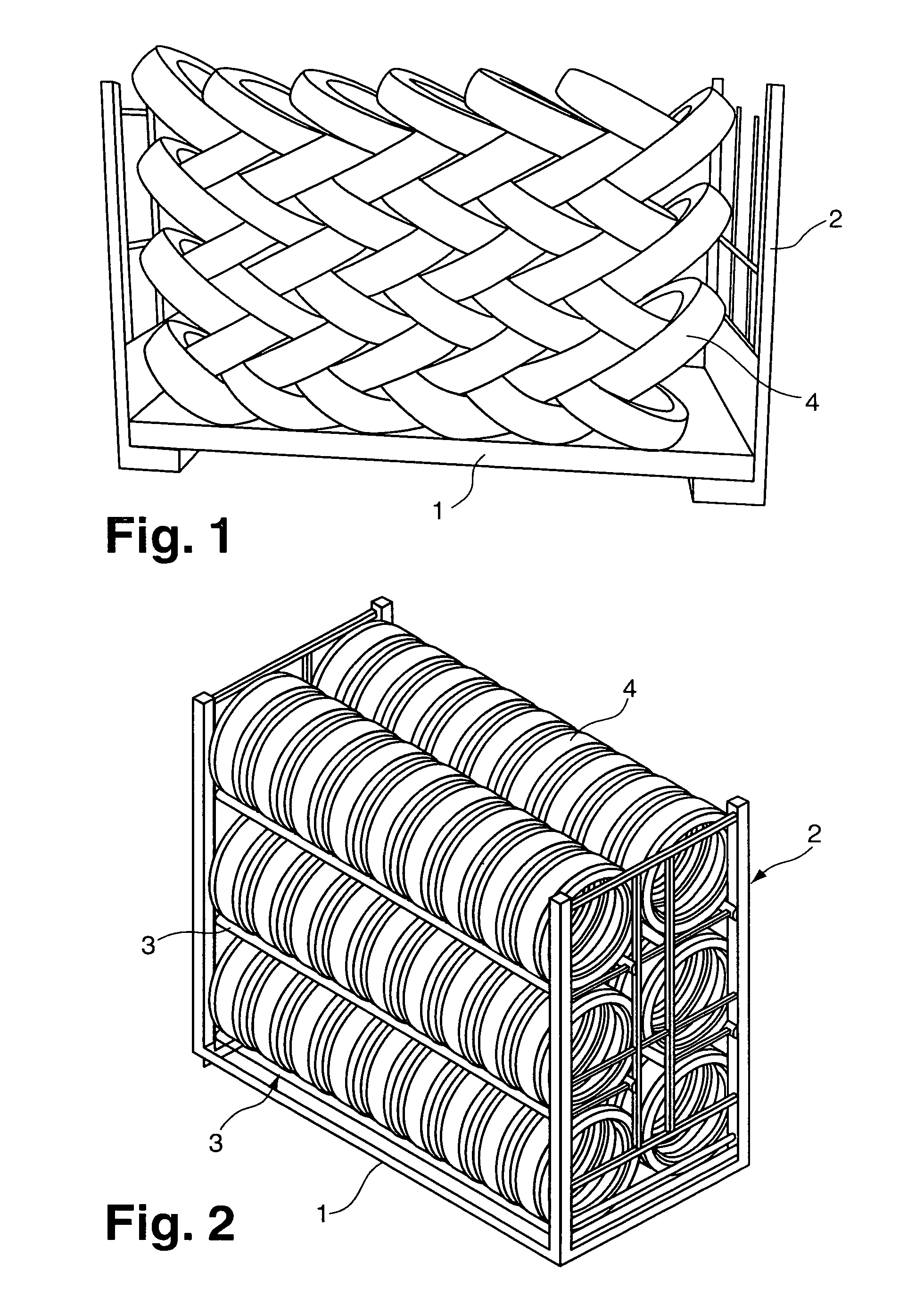 Method and device for automatically stacking tires on a support