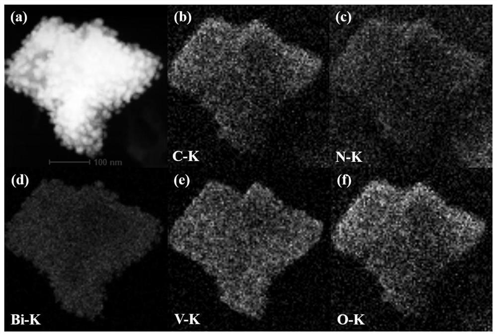 Preparation method of bismuth vanadate doped graphite phase carbon nitride nanosheet photocatalyst