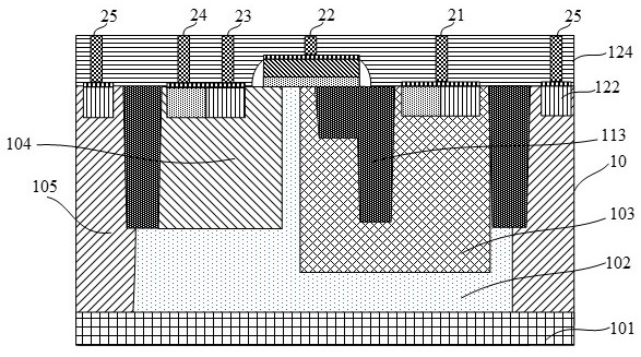 A stepped trench lateral insulated gate bipolar transistor structure and manufacturing method