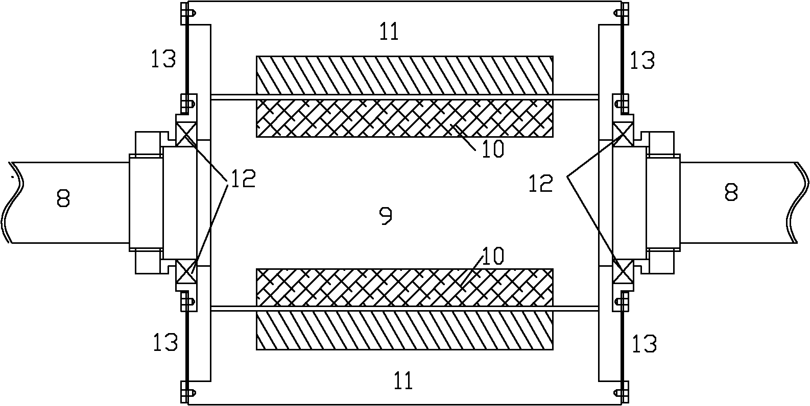 Electromagnetic active control device for longitudinal vibration of marine shafting