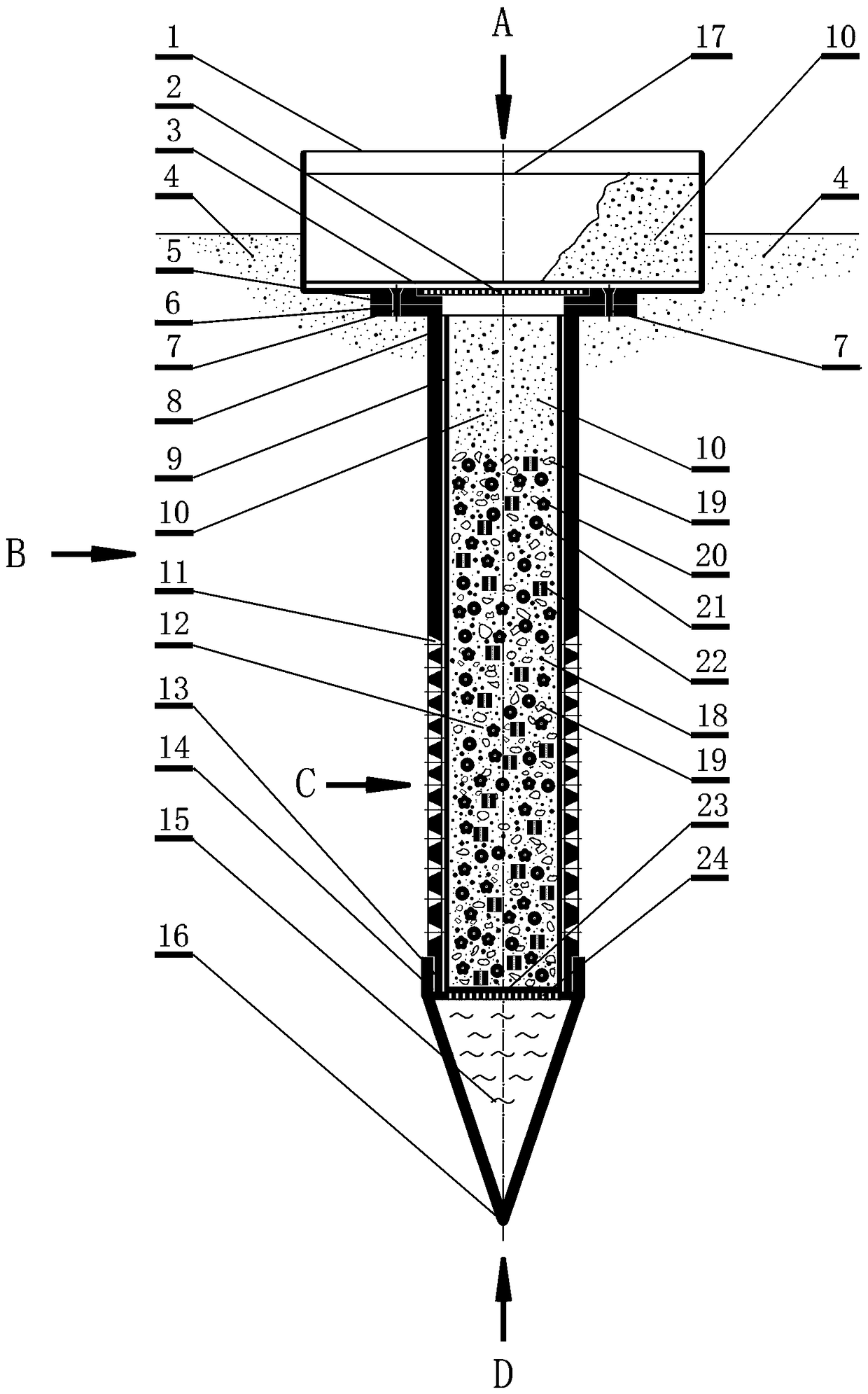 Manufacturing method for combined type volcaniclastic rock desert water storage and absorption device