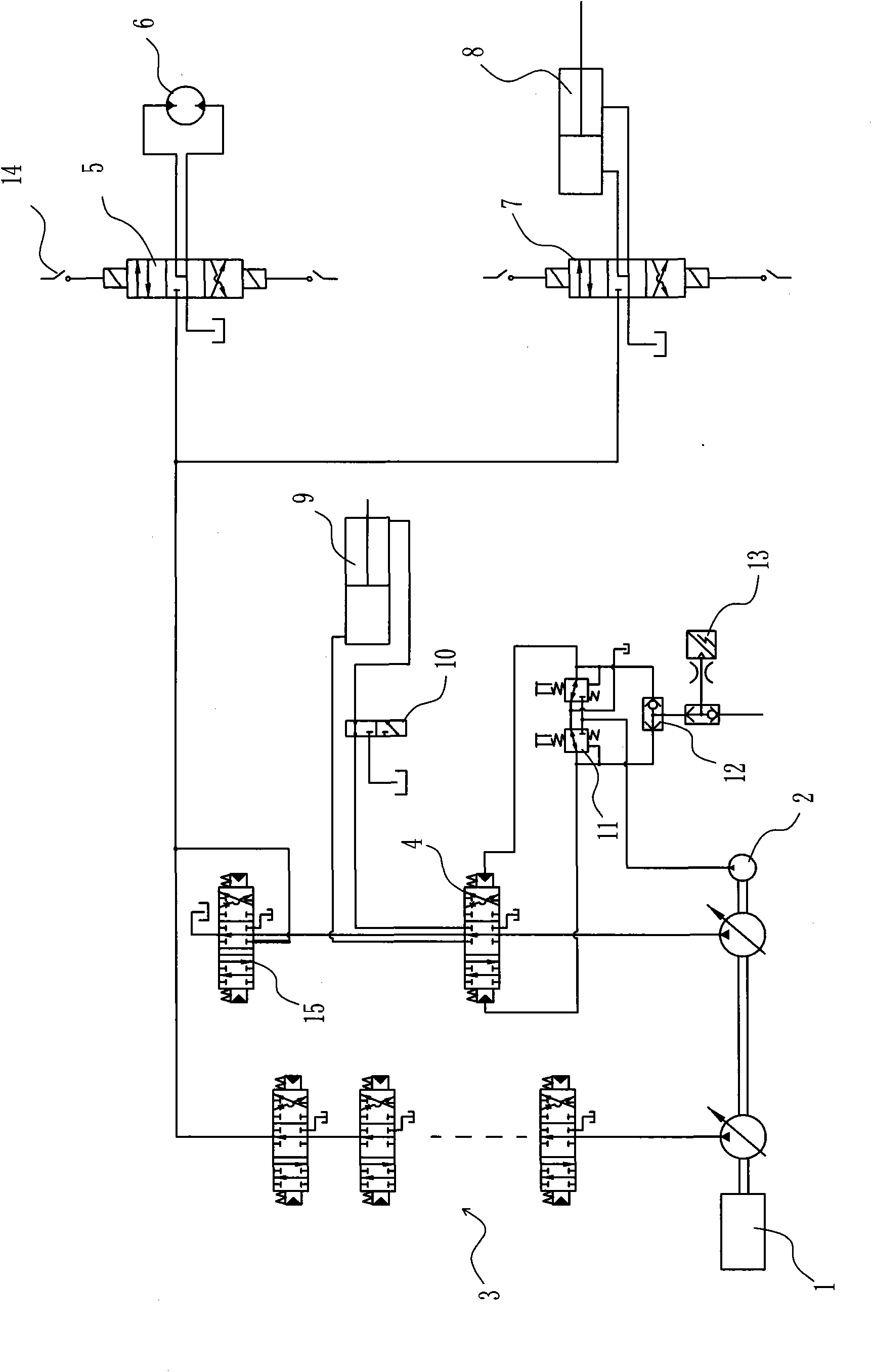 Hydraulic control pipeline of excavator