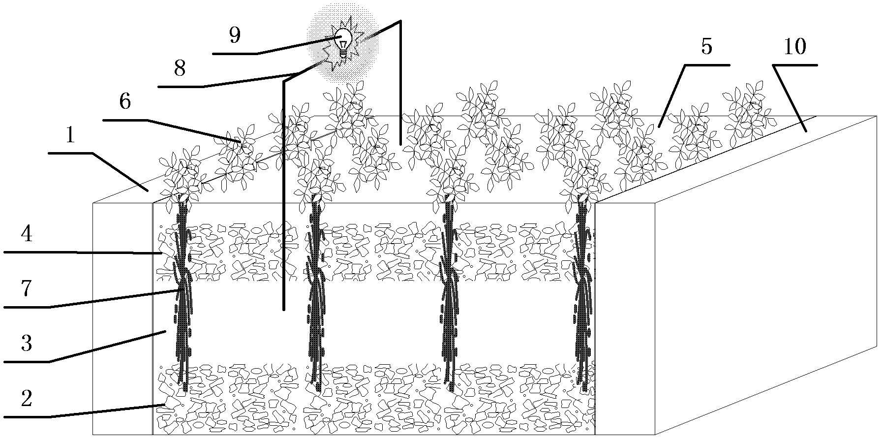 Artificial wetland coupling microbial fuel cell (MFC) system and method for improving removal efficiency of organic matters