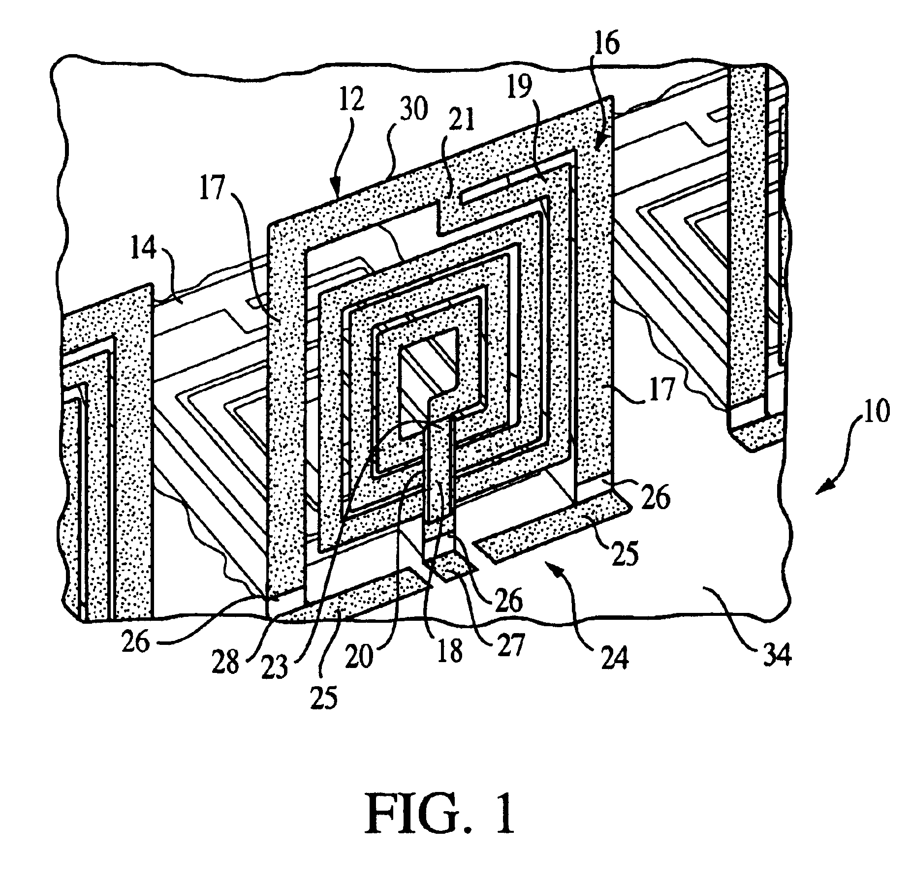 Raised on-chip inductor and method of manufacturing same