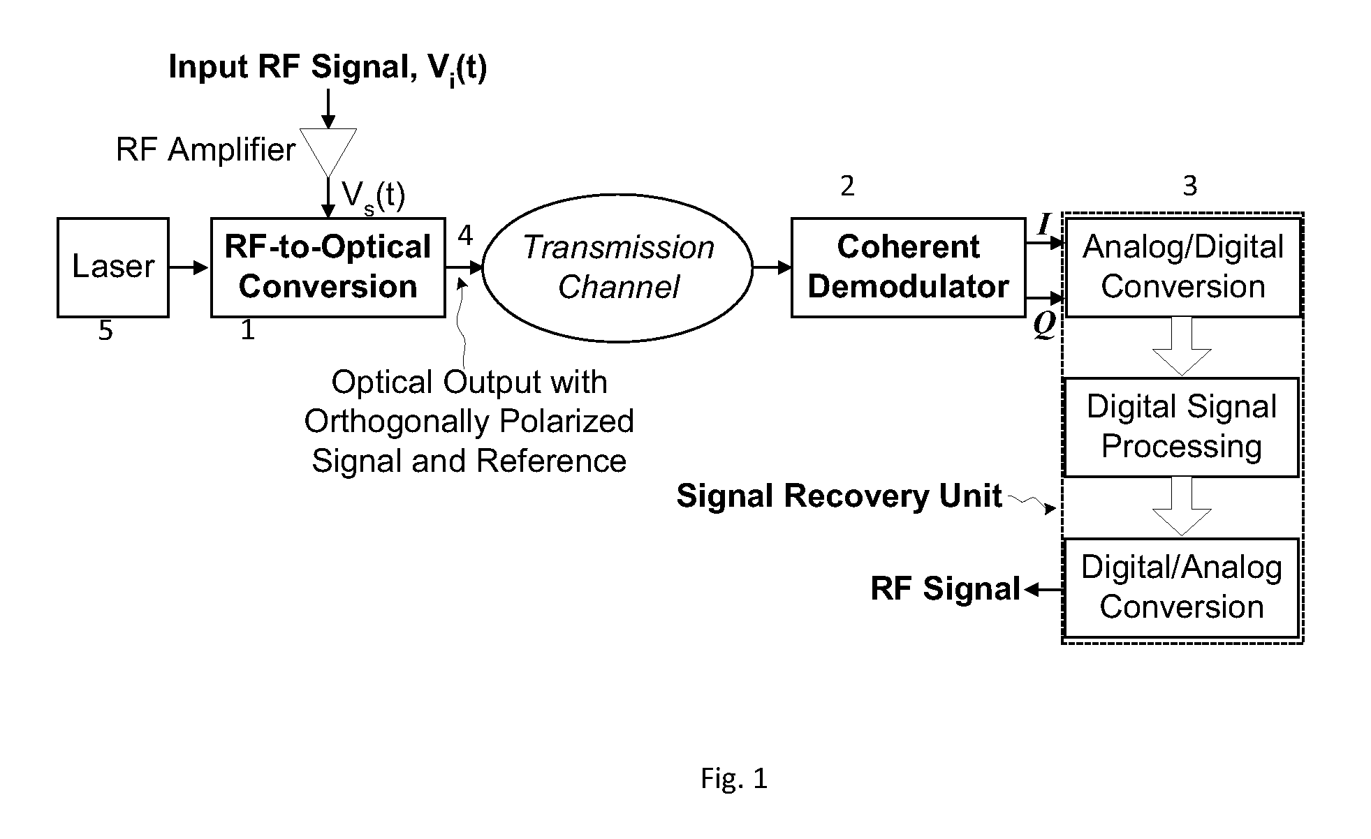 Method and apparatus for coherent analog RF photonic transmission