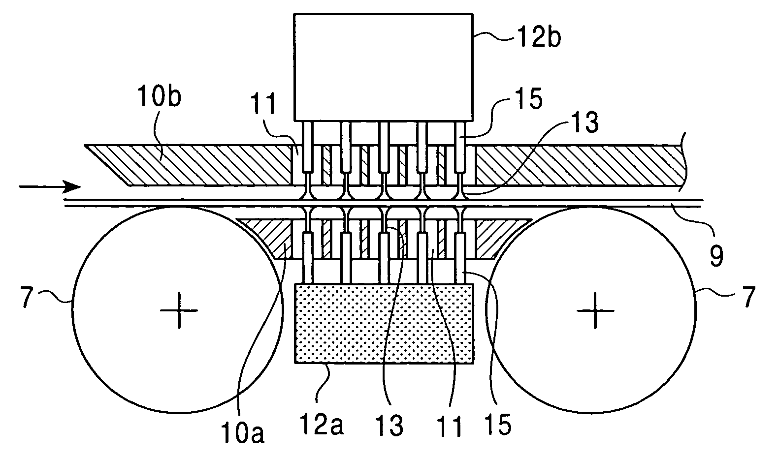 Cooling device, manufacturing method, and manufacturing line for hot rolled steel band