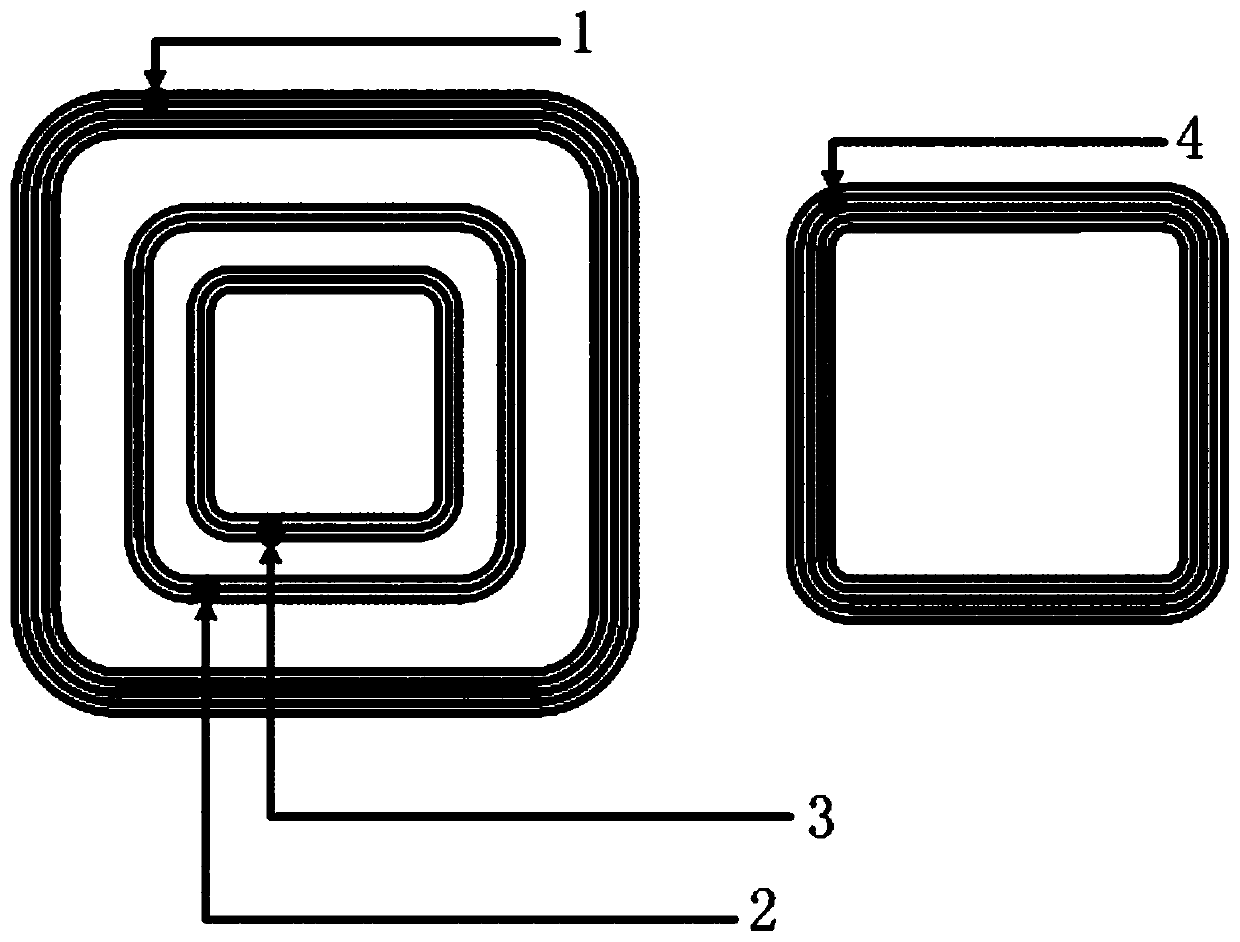 Asymmetric four-coil resonator and wireless power transmission system with asymmetric four-coil resonator