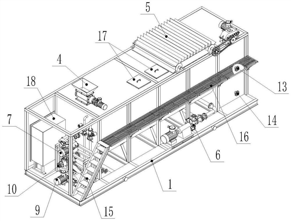 Oily sludge horizontal stirring, tempering and cleaning device