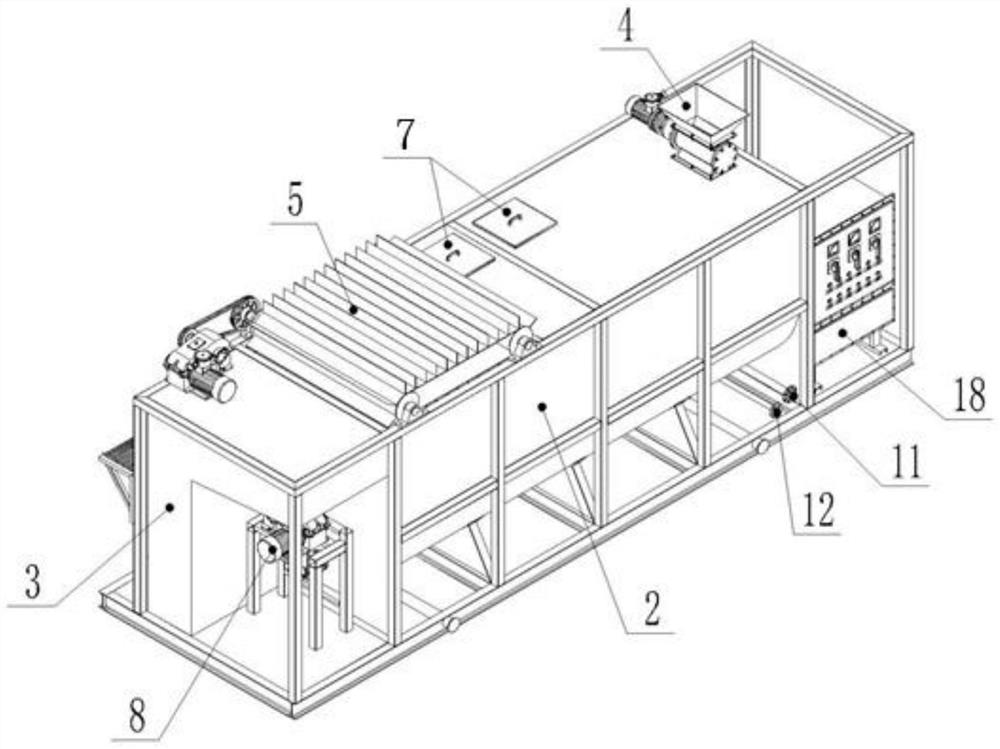 Oily sludge horizontal stirring, tempering and cleaning device