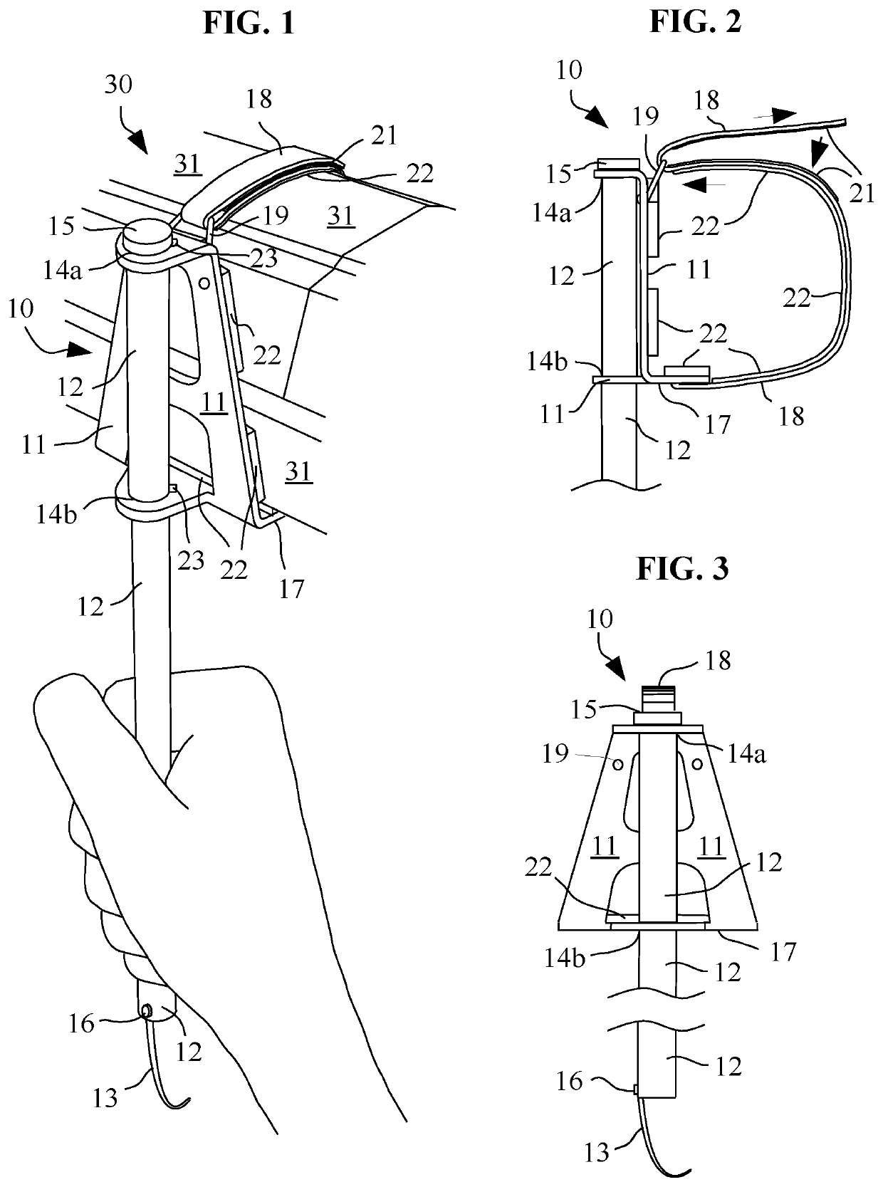 Retracting hand launching and landing pole for drones